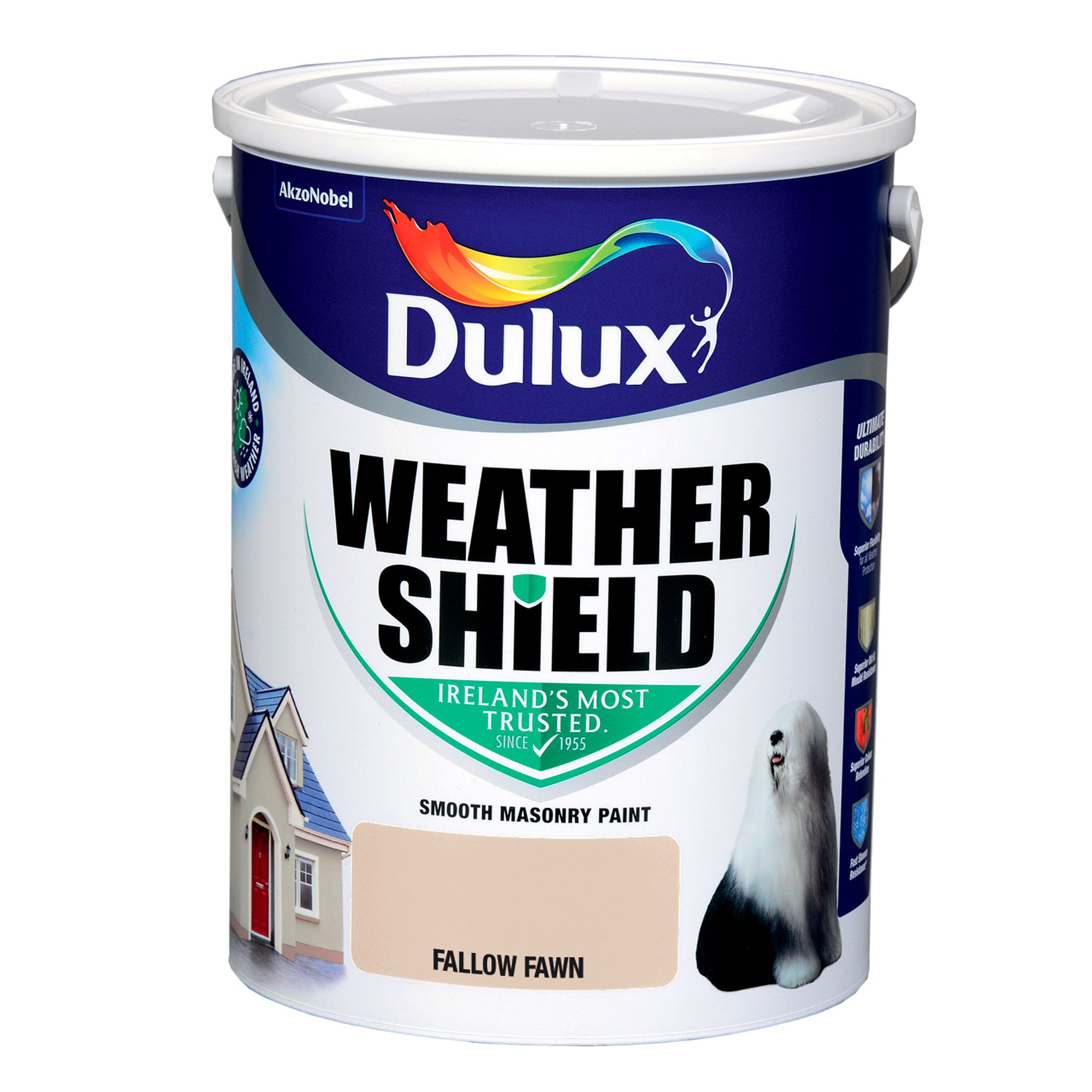 Dulux Weathershield Fallow fawn Smooth Super matt Masonry paint, 5L
