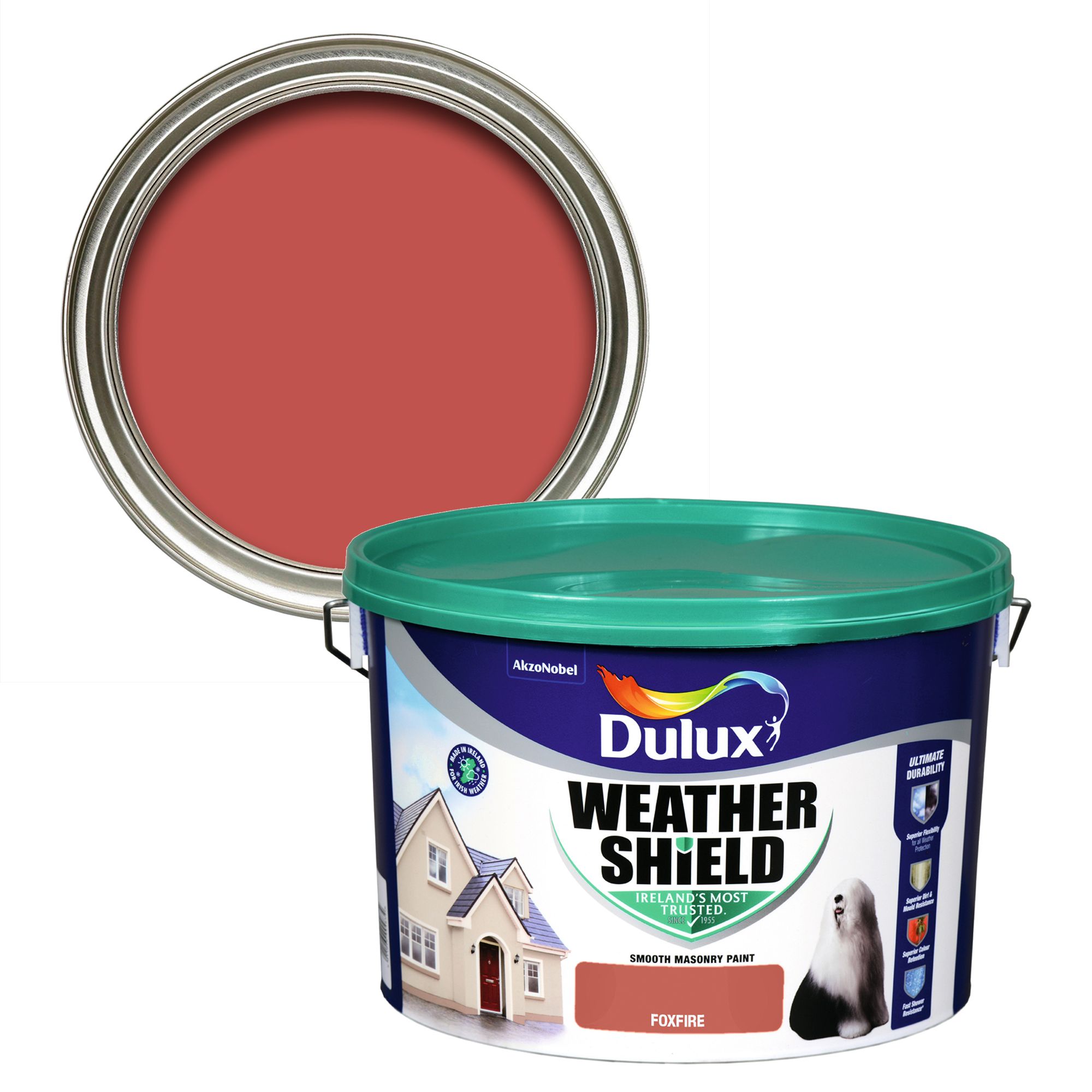 Dulux Weathershield Foxfire Smooth Masonry paint, 10L Tub