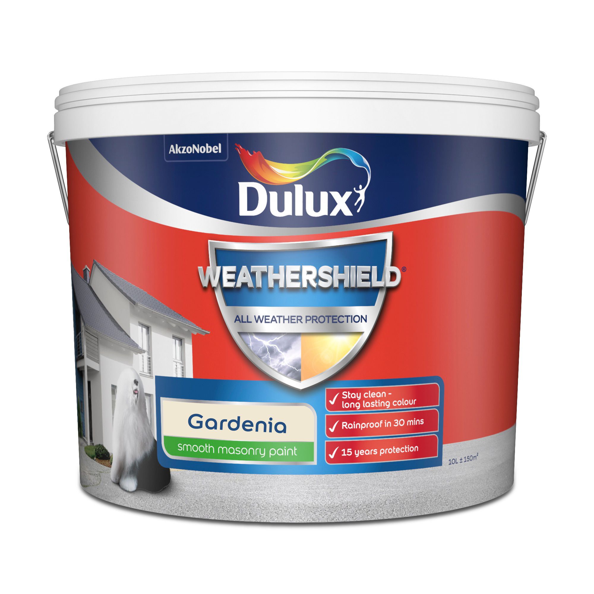 Dulux Weathershield Gardenia Smooth Masonry Paint, 10L | DIY At B&Q