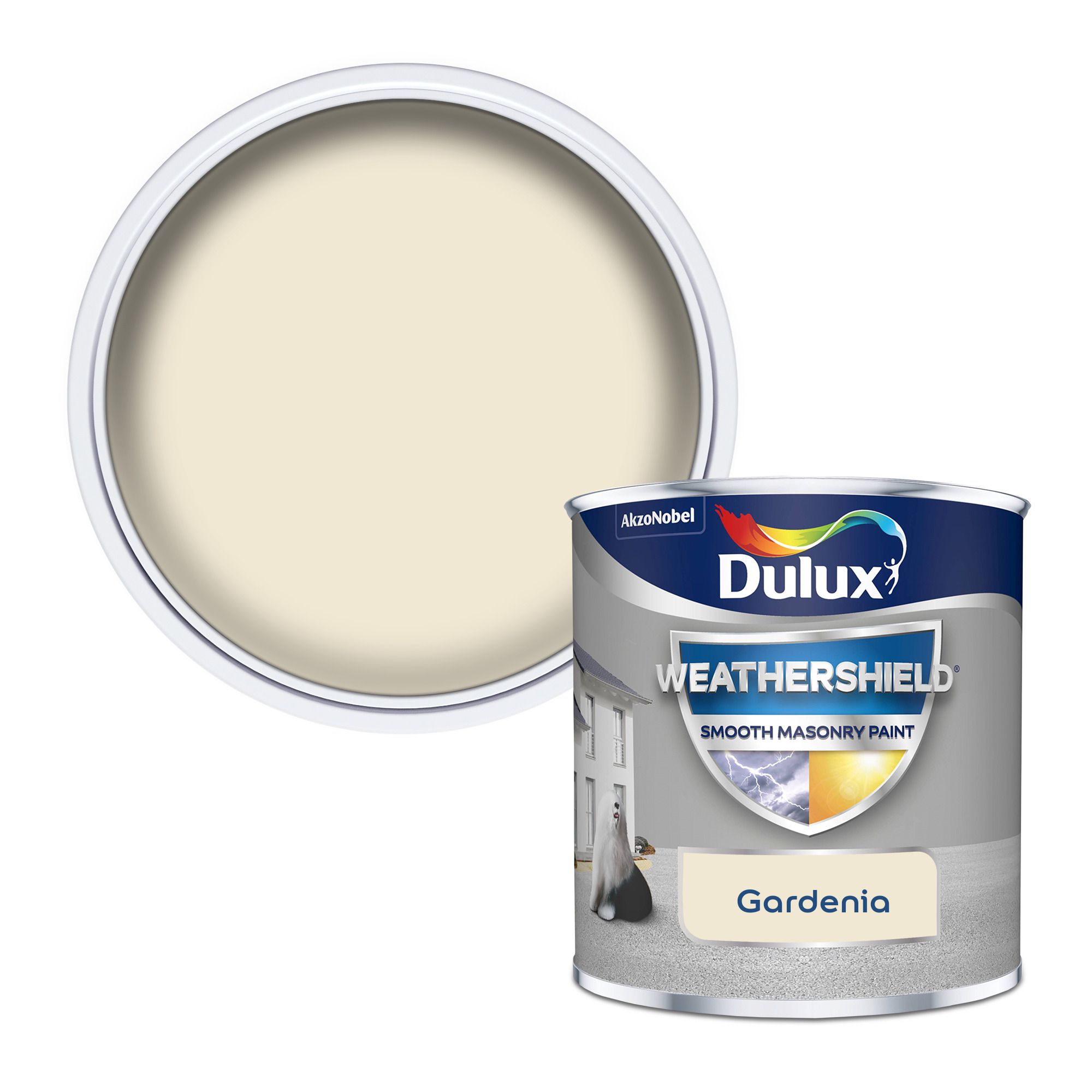 Dulux Weathershield Gardenia Smooth Matt Masonry paint, 250ml Tester