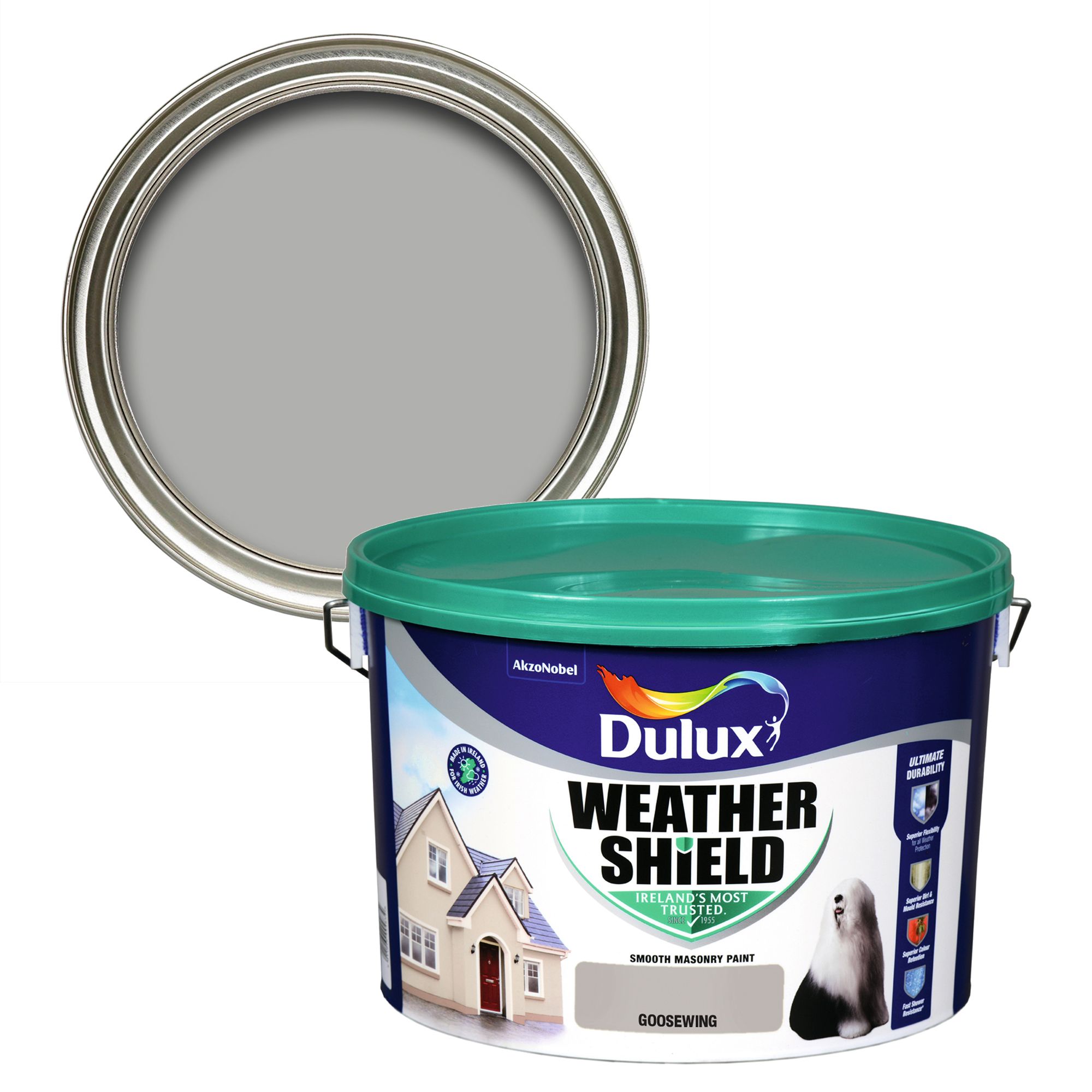 Dulux Weathershield Goosewing Smooth Masonry paint, 10L Tub