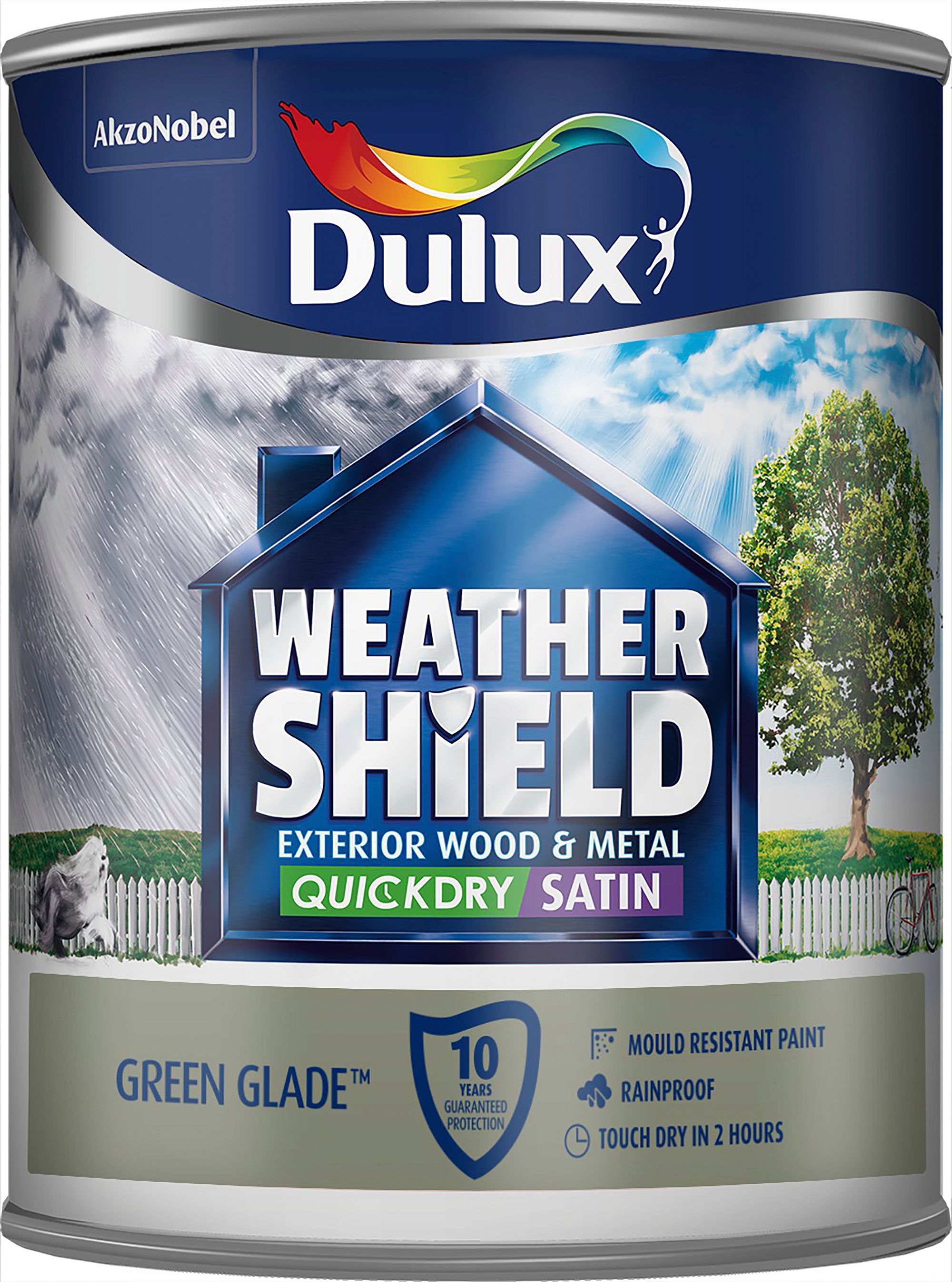 Dulux Weathershield Green glade Satinwood Exterior Metal & wood paint, 750ml Tin