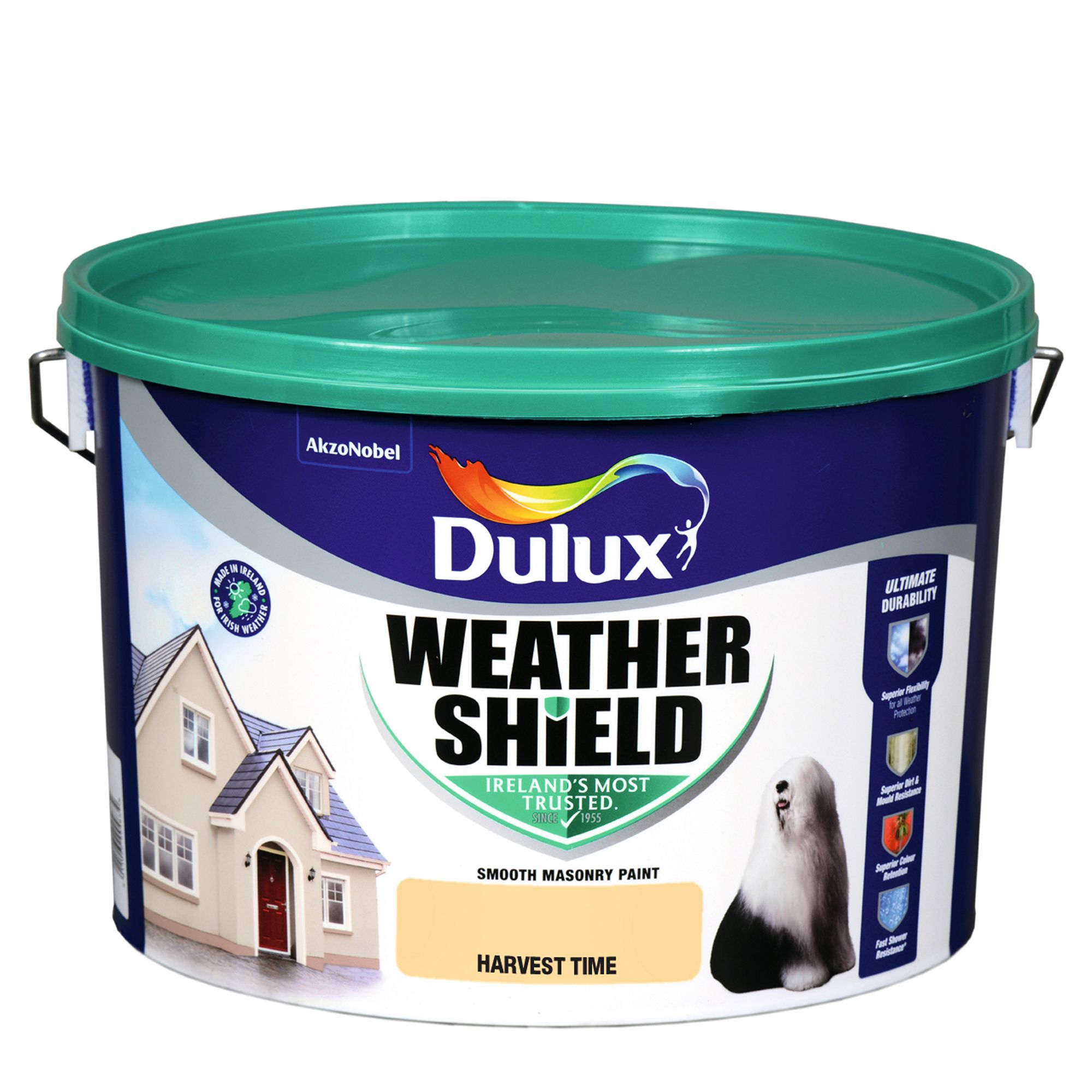 Dulux Weathershield Harvest time Smooth Super matt Masonry paint, 10L