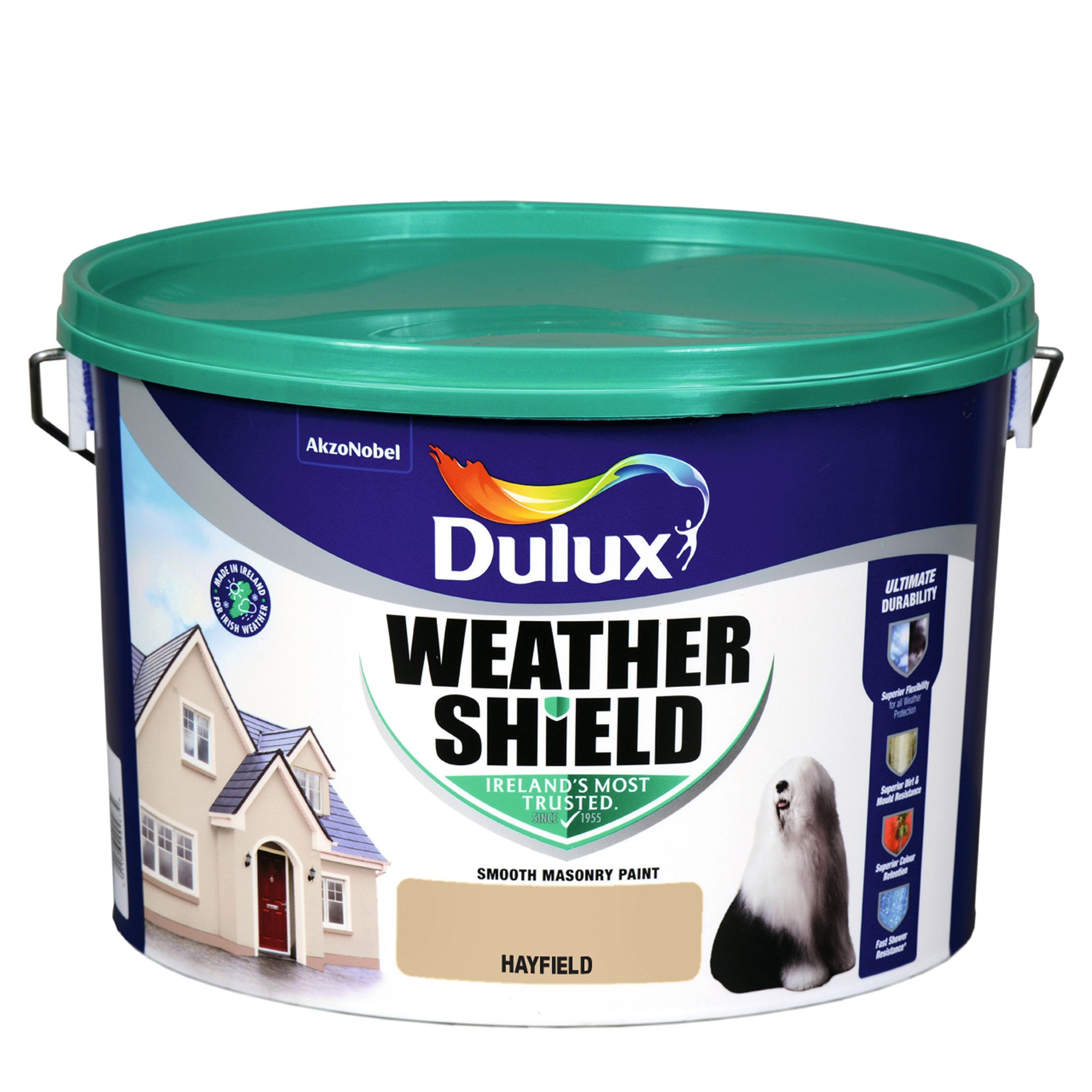 Dulux Weathershield Hayfield Smooth Super matt Masonry paint, 10L