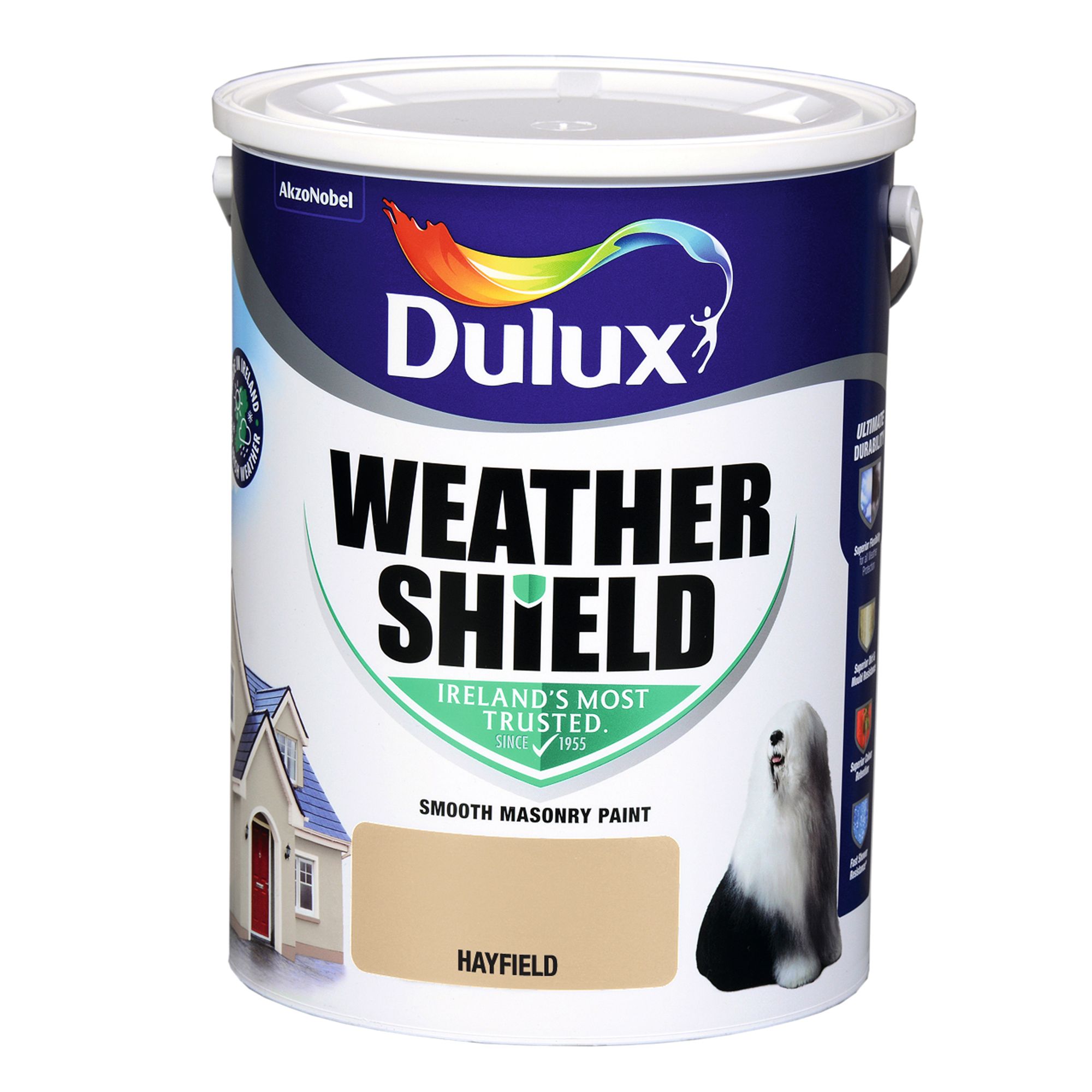 Dulux Weathershield Hayfield Smooth Super matt Masonry paint, 5L
