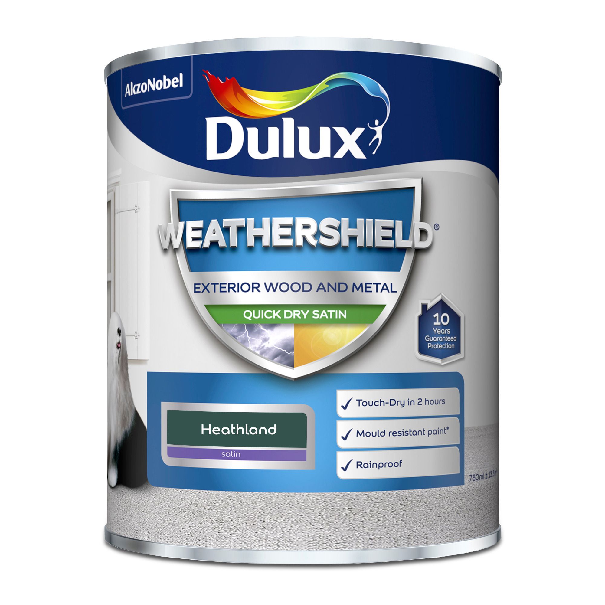 Dulux Weathershield Heathland green Satinwood Exterior Protector Metal & wood paint, 750ml Tin