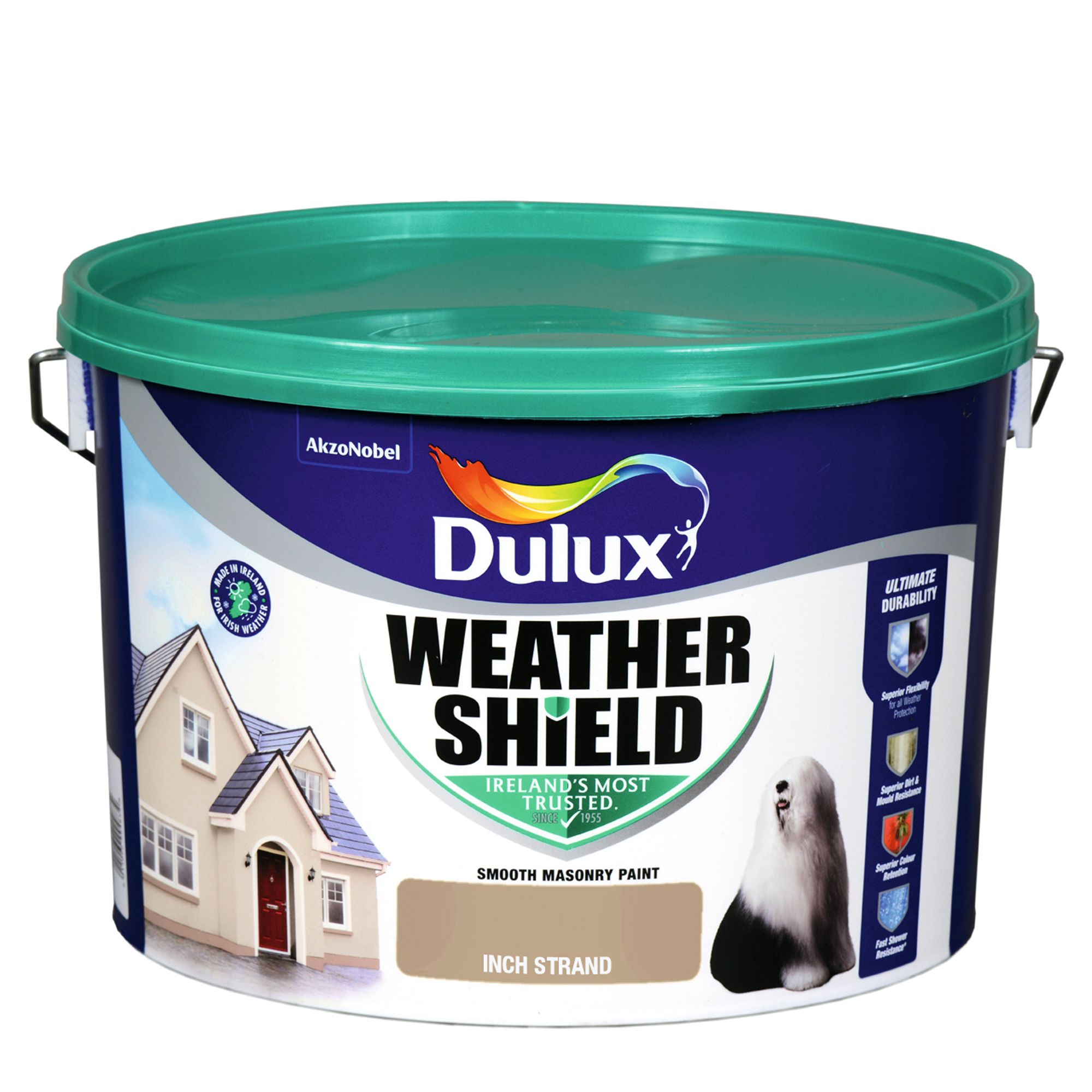 Dulux Weathershield Inch strand Smooth Super matt Masonry paint, 10L