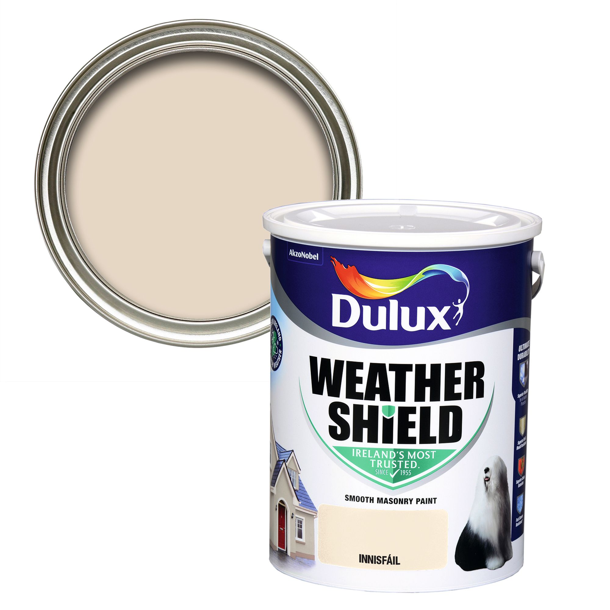 Dulux Weathershield Innisfail Smooth Super matt Masonry paint, 5L