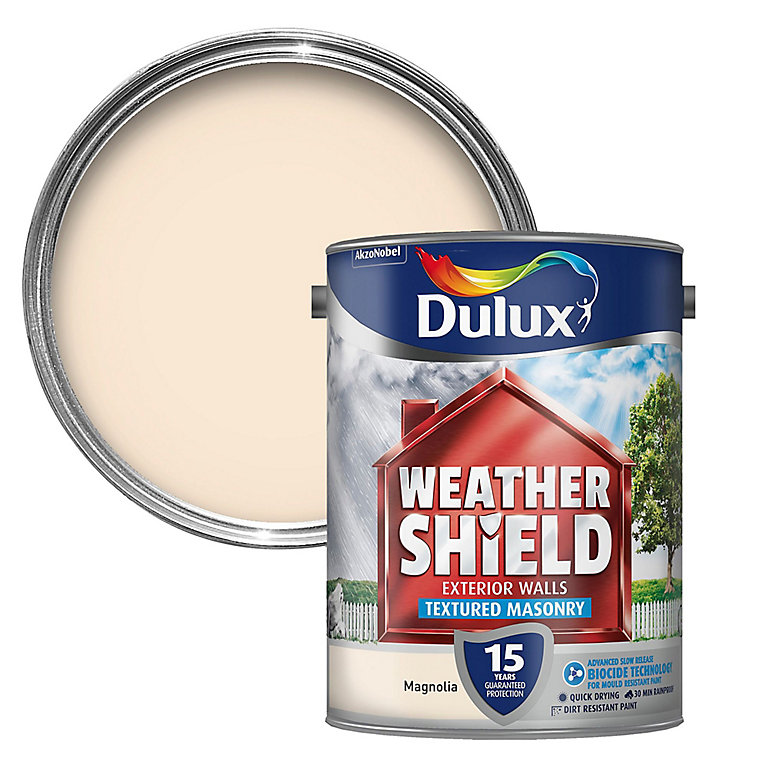 Dulux Weathershield Magnolia Masonry Paint 5l Diy At B Q - Master Paint Weather Shield Shade Card