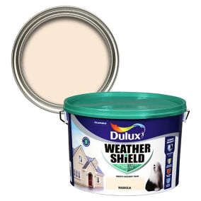 Dulux Weathershield Magnolia Smooth Super matt Masonry paint, 10L