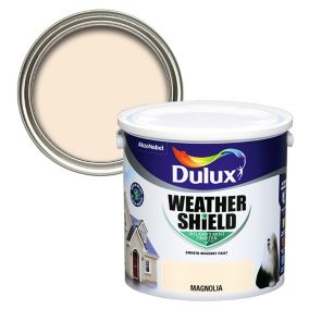 Dulux Weathershield Magnolia Smooth Super matt Masonry paint, 2.5L