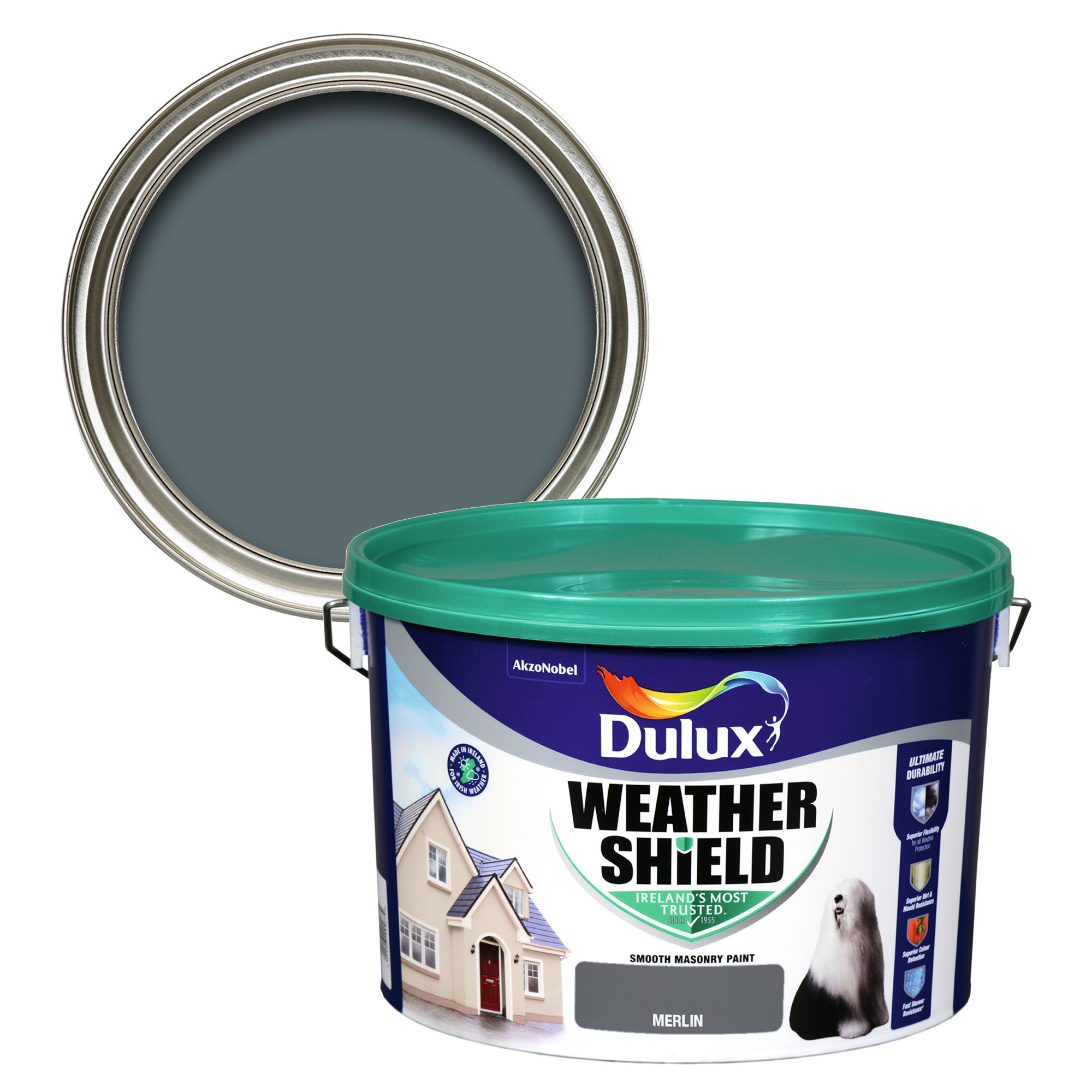 Dulux Weathershield Merlin Smooth Masonry paint, 10L Tub