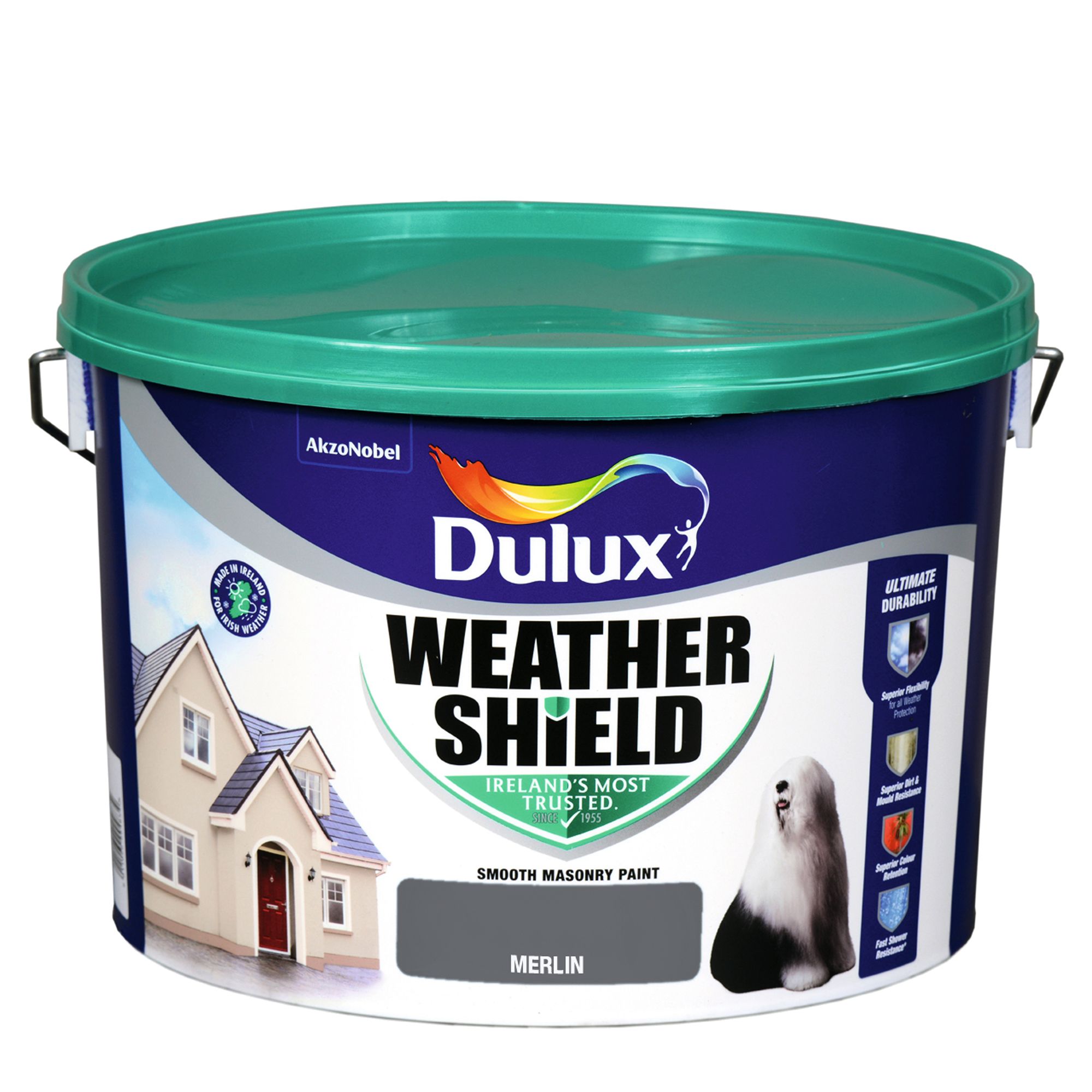 Dulux Weathershield Merlin Smooth Masonry paint, 10L Tub