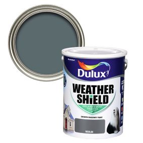 Dulux Weathershield Merlin Smooth Super matt Masonry paint, 5L