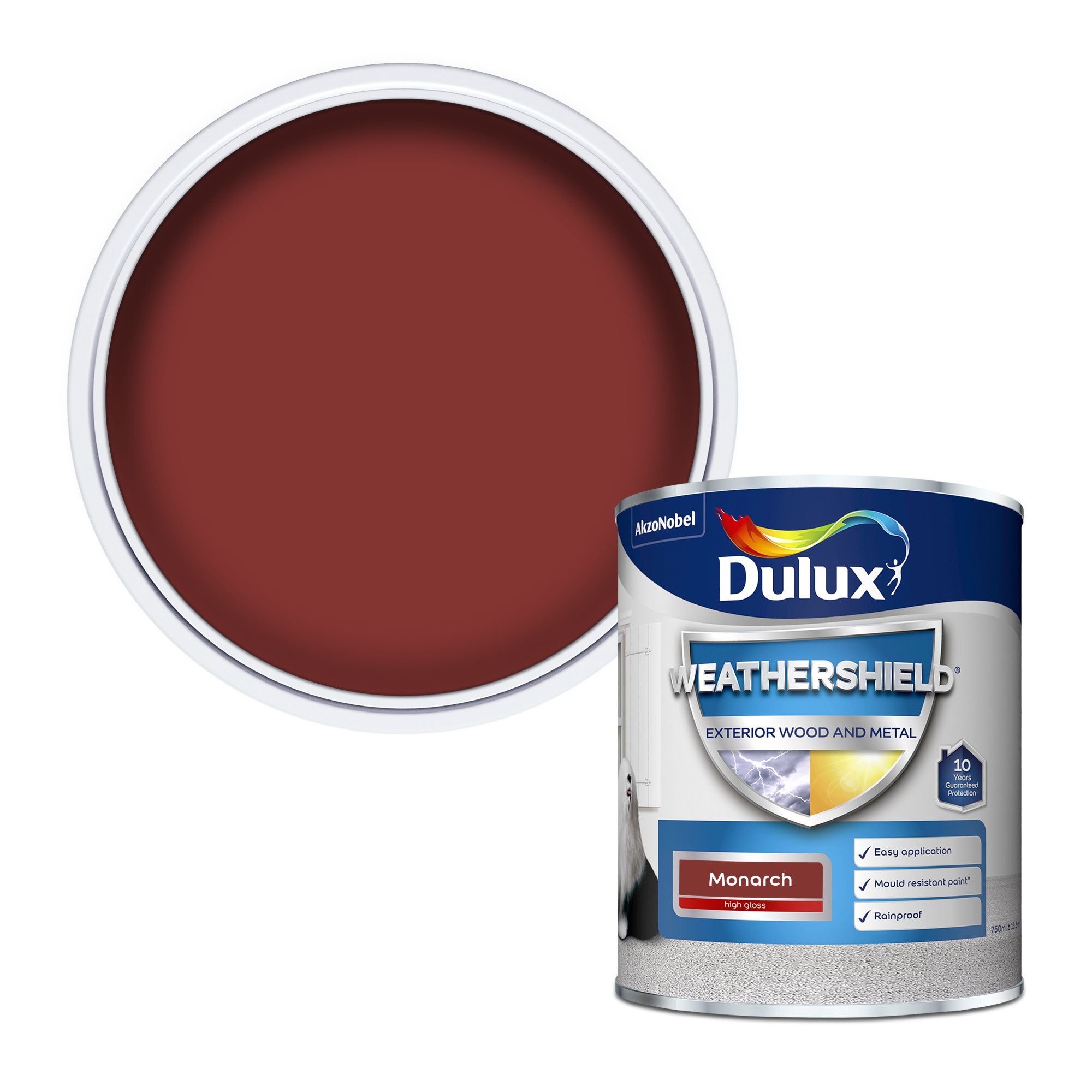 Dulux Weathershield Monarch red Gloss Exterior Metal & wood paint, 750ml