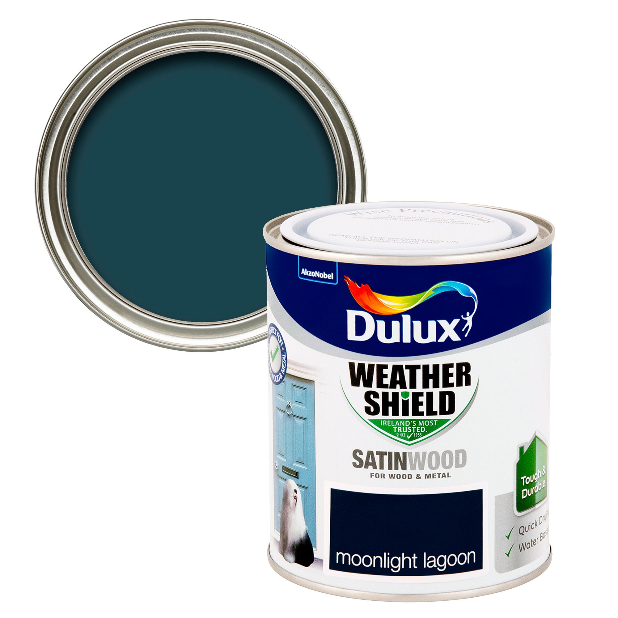 Dulux Weathershield Moonlight Lagoon Satinwood Exterior Topcoat Metal & wood paint, 750ml Tin
