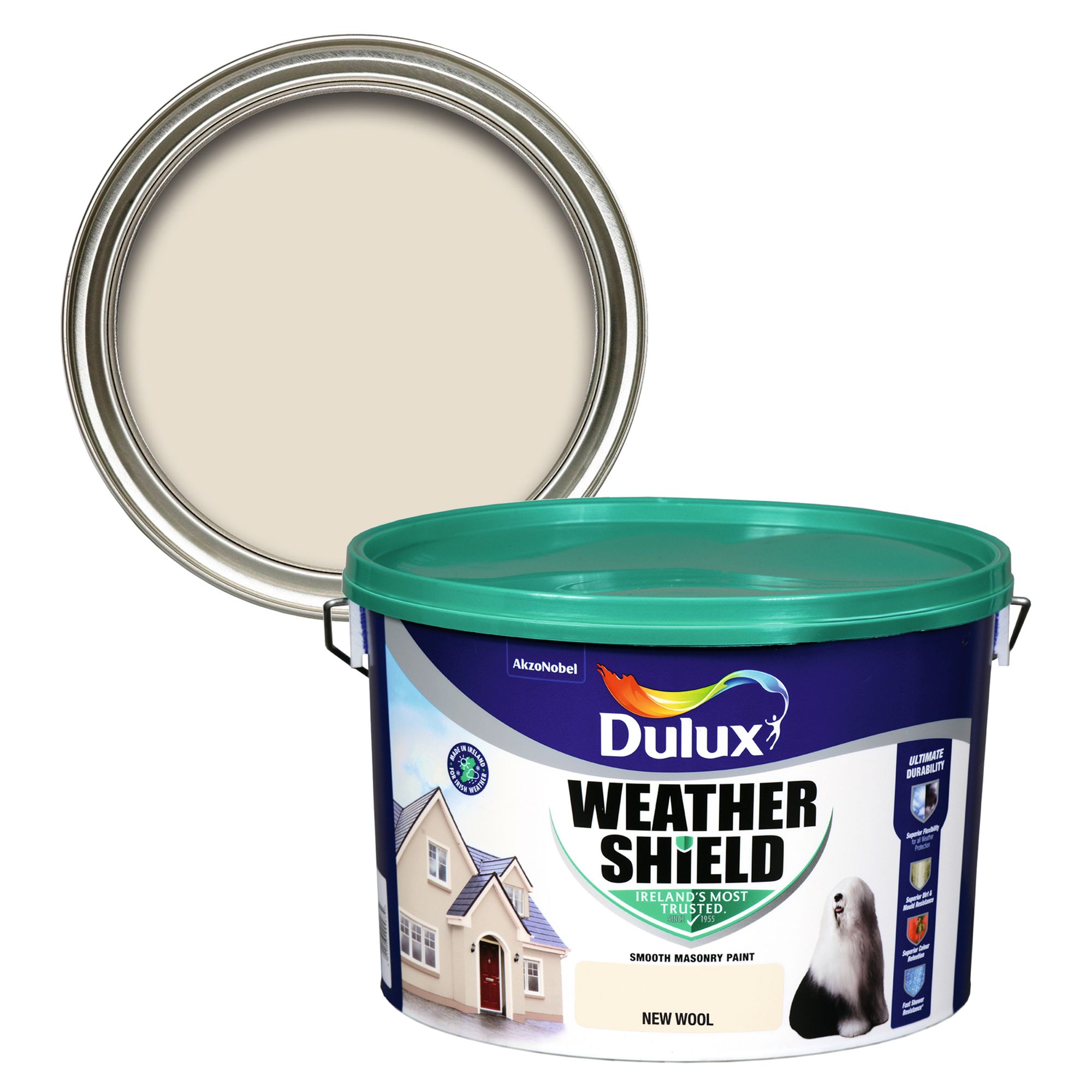 Dulux Weathershield New Wool Smooth Masonry paint, 10L Tub