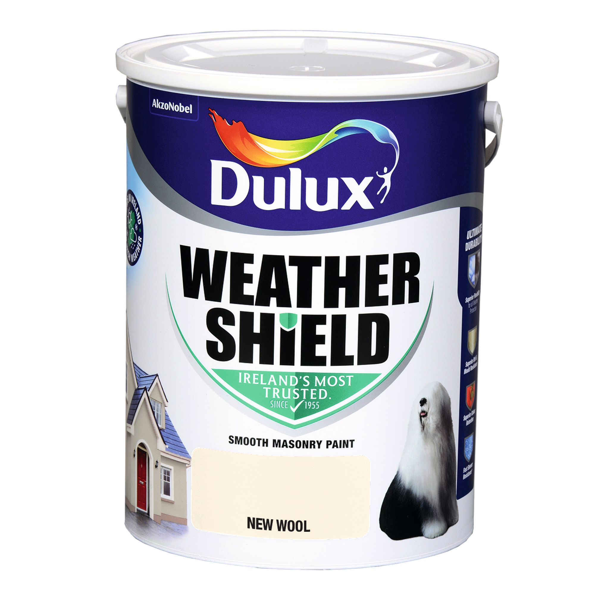 Dulux Weathershield New wool Smooth Super matt Masonry paint, 5L