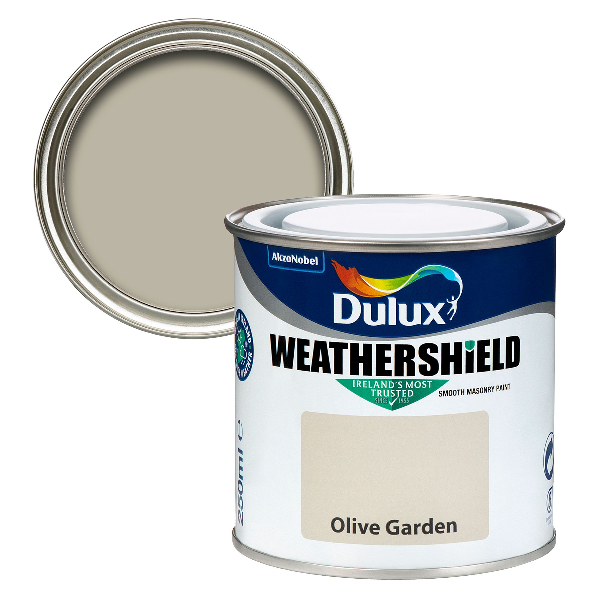 Dulux Weathershield Olive garden Smooth Super matt Masonry paint, 250ml Tester pot