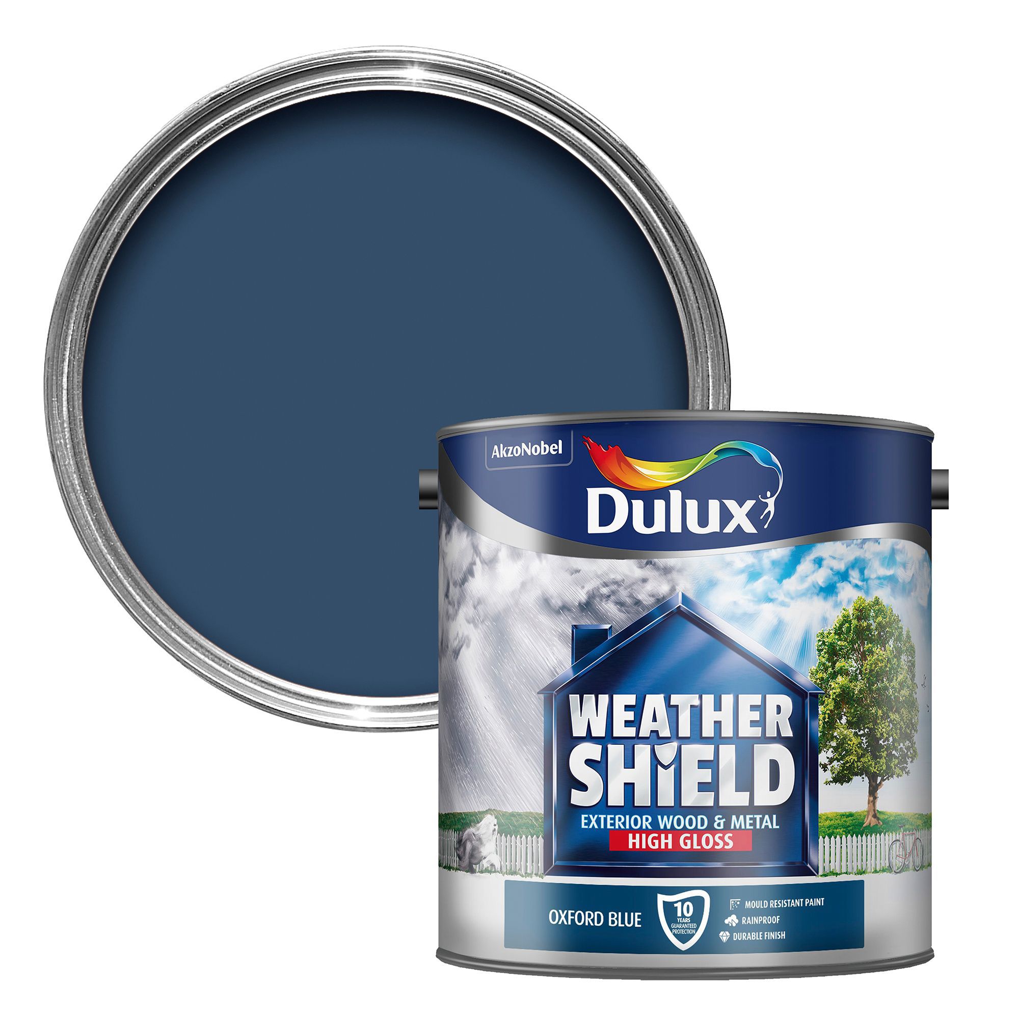Dulux Weathershield Oxford Blue Gloss Metal Wood Paint 2 5l Diy At B Q