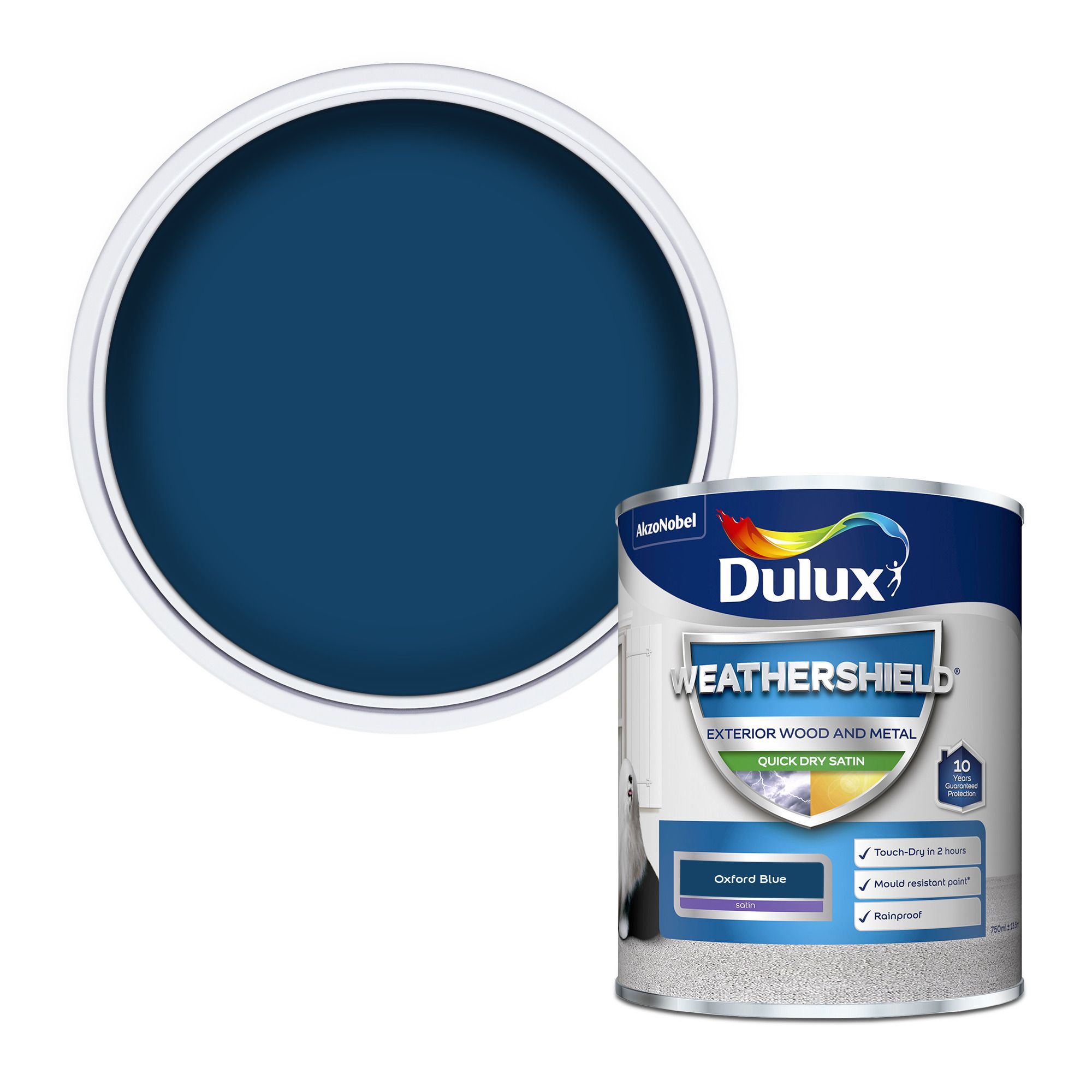 Dulux Weathershield Oxford blue Satin Metal & wood paint, 0.75 DIY at B&Q