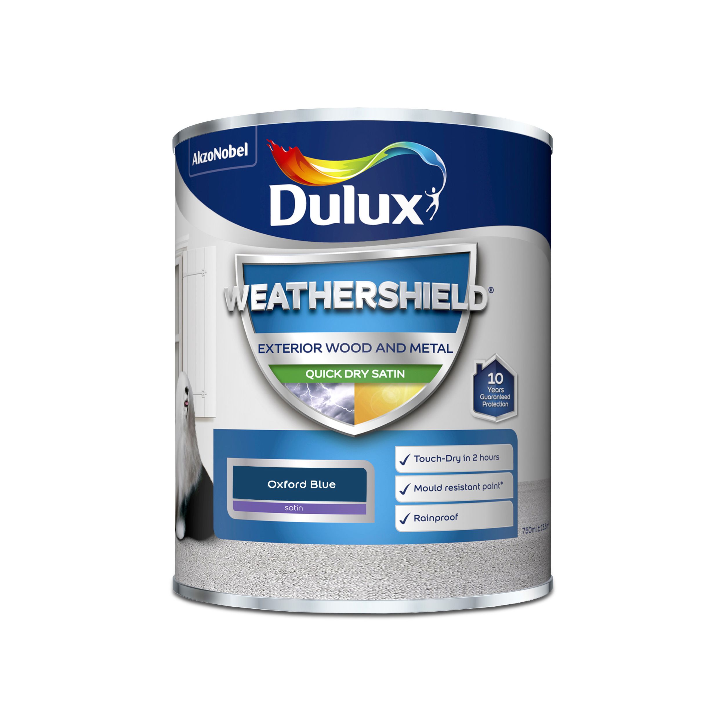 Dulux Weathershield Oxford blue Satinwood Exterior Metal & wood paint, 750ml Tin