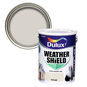 Dulux Weathershield Portland Smooth Super matt Masonry paint, 5L
