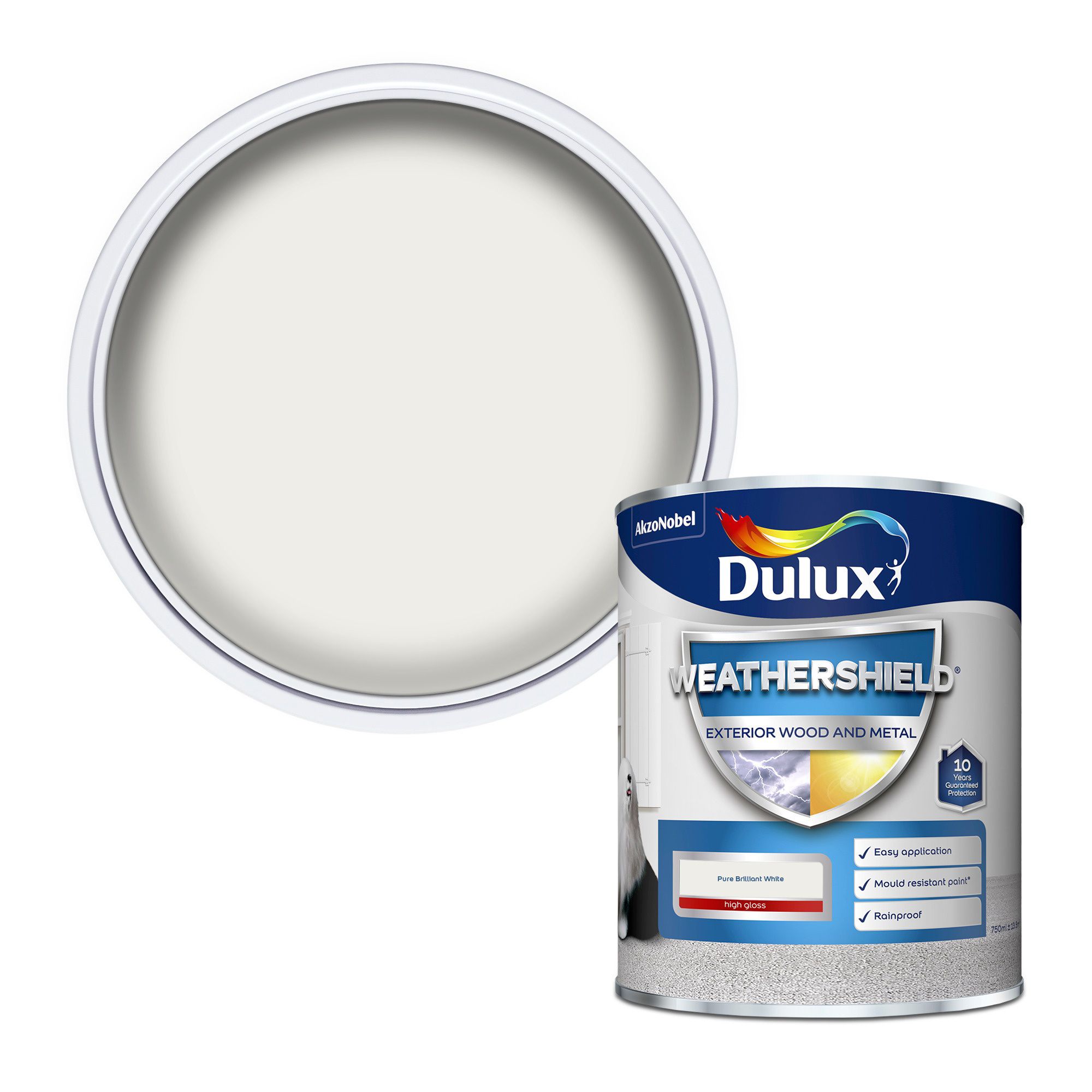 Dulux Weathershield Pure brilliant white Gloss Metal & wood paint, 750ml DIY at B&Q