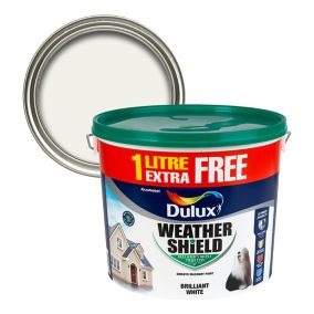 Dulux Weathershield Pure Brilliant White Smooth Masonry paint, 11L Tub