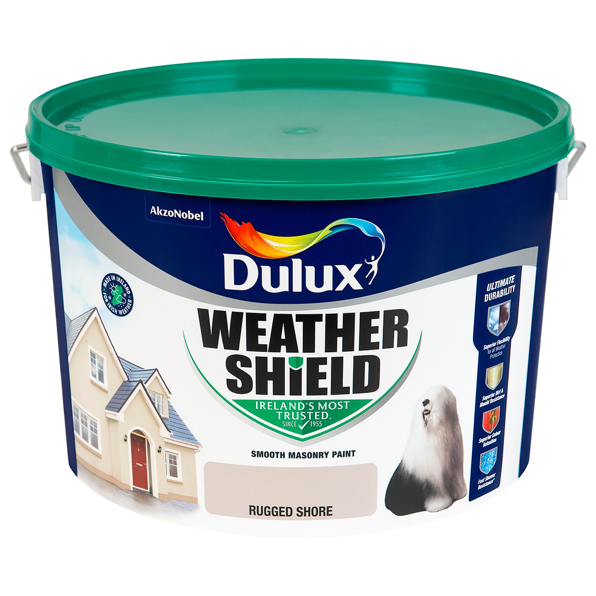Dulux Weathershield Rugged shore Smooth Super matt Masonry paint, 10L