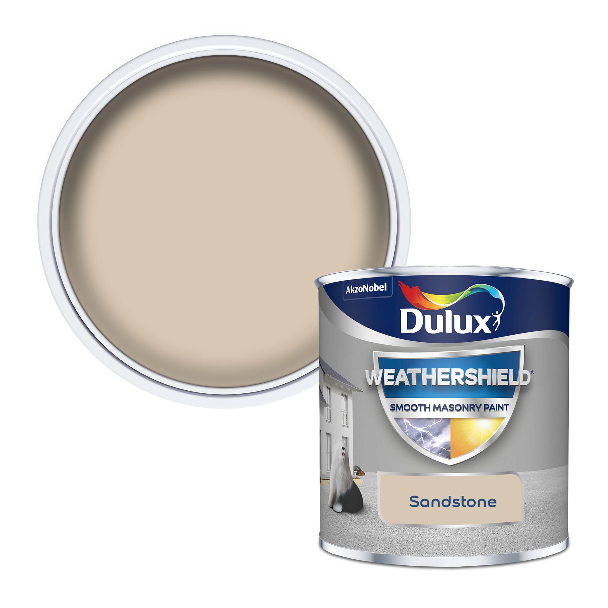 Dulux Weathershield Sandstone Smooth Matt Beige Masonry paint, 250ml Tester pot