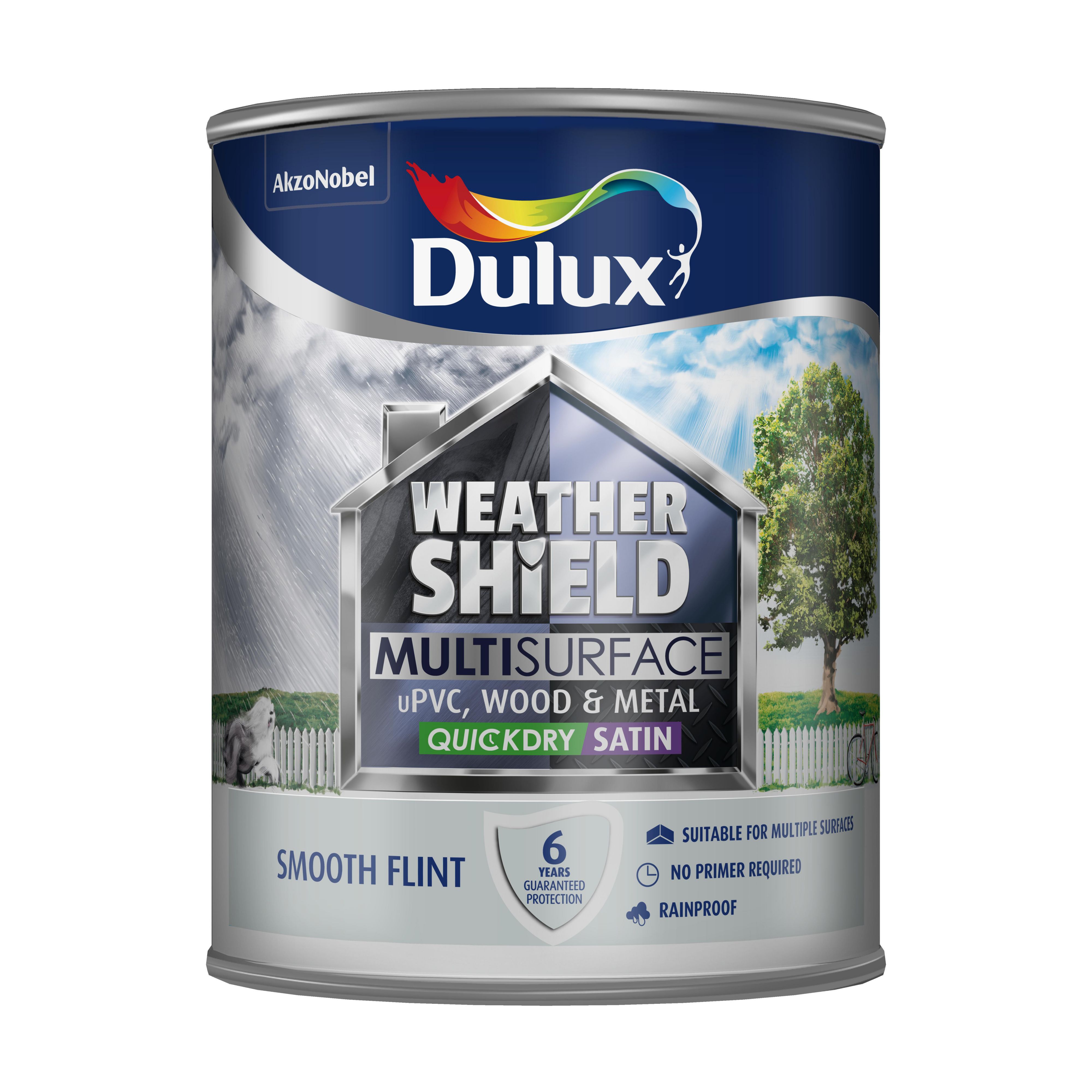 Dulux Weathershield Smooth flint Satinwood Multisurface paint, 750ml