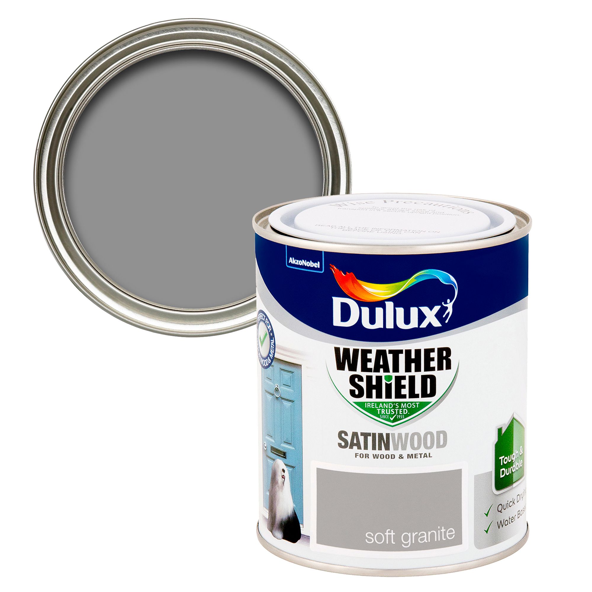 Dulux Weathershield Soft Granite Satinwood Exterior Topcoat Metal & wood paint, 750ml Tin