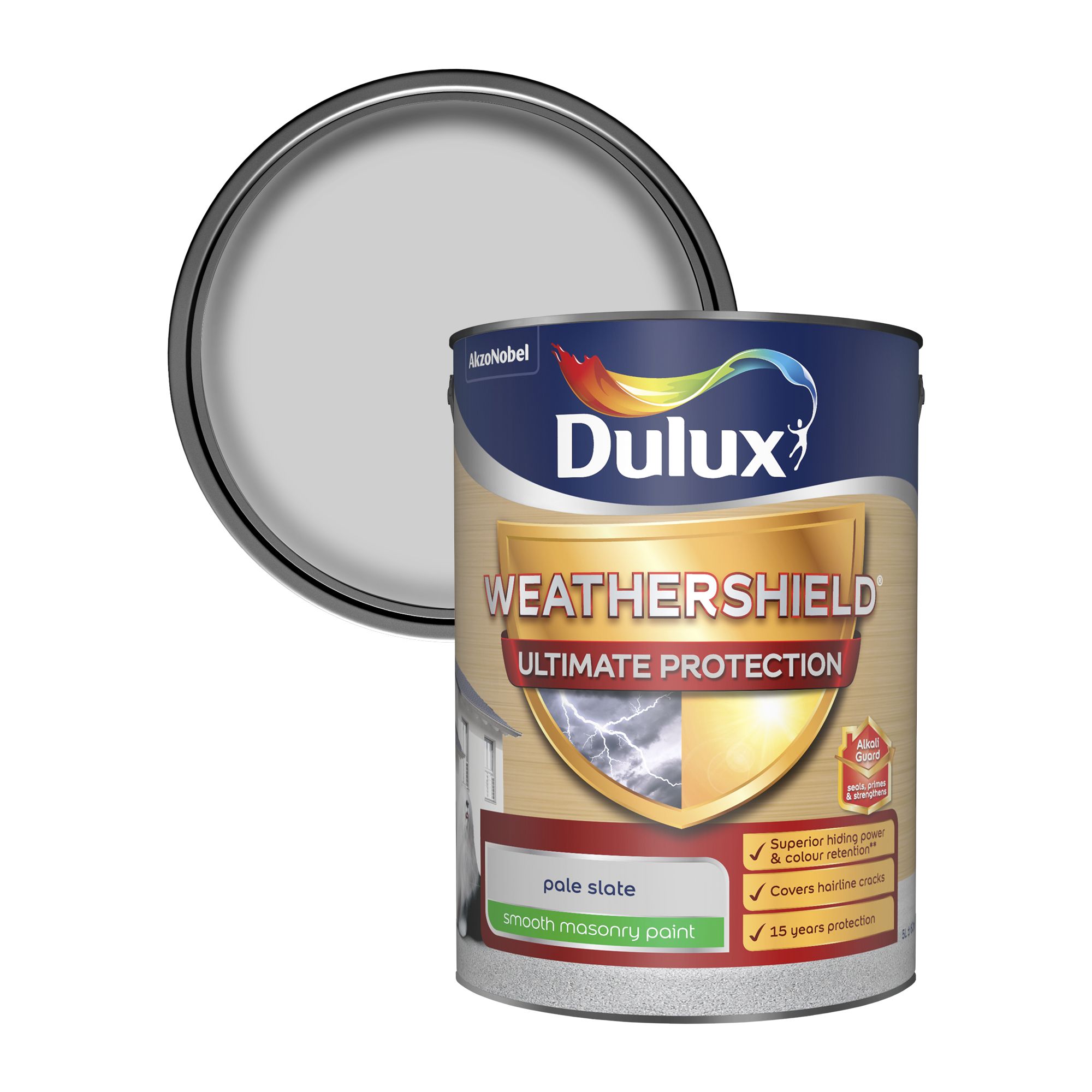 Dulux Weathershield Ultimate Pale slate Smooth Matt Grey Masonry paint, 5L