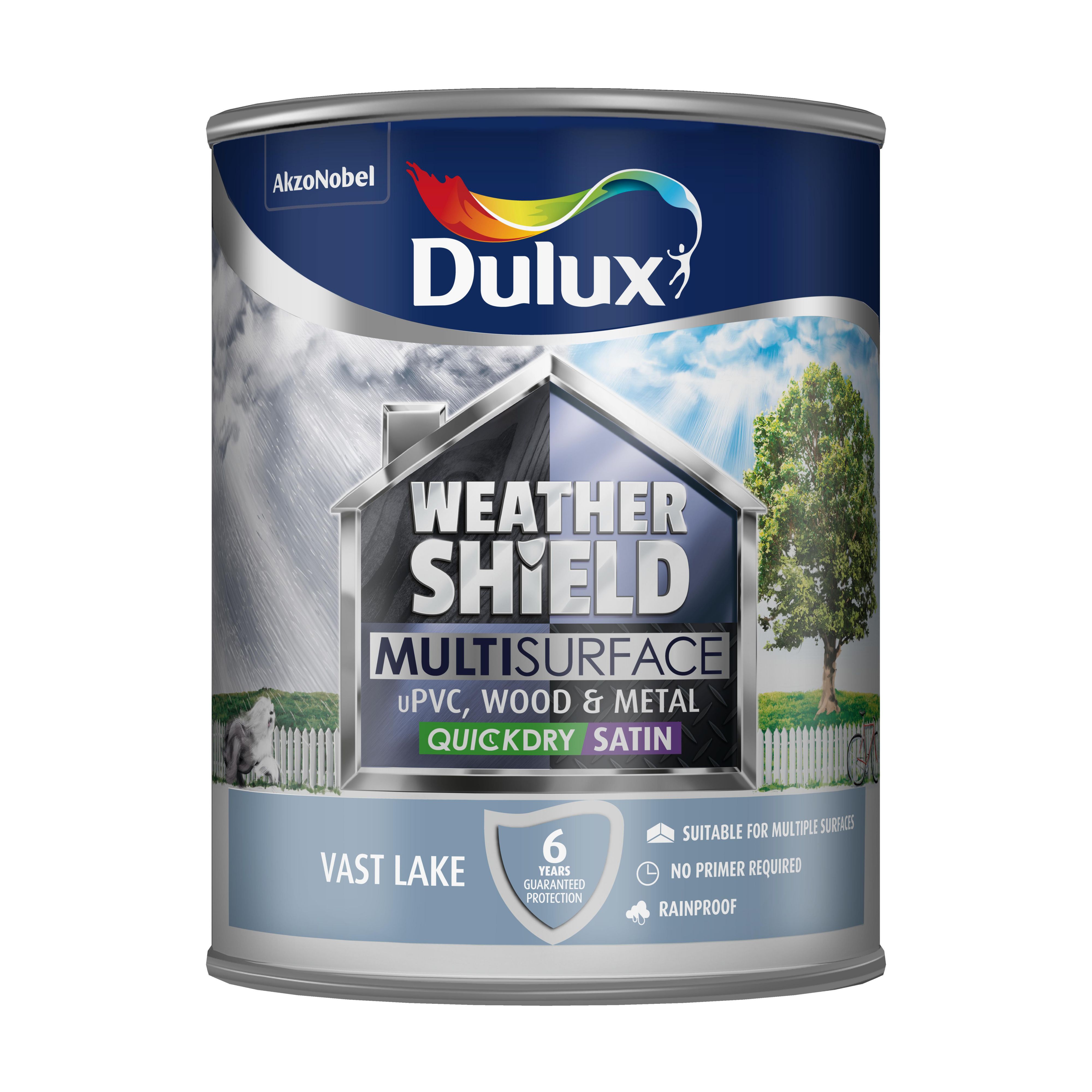 Dulux Weathershield Vast lake Satin Multisurface paint, 0.75L DIY at B&Q