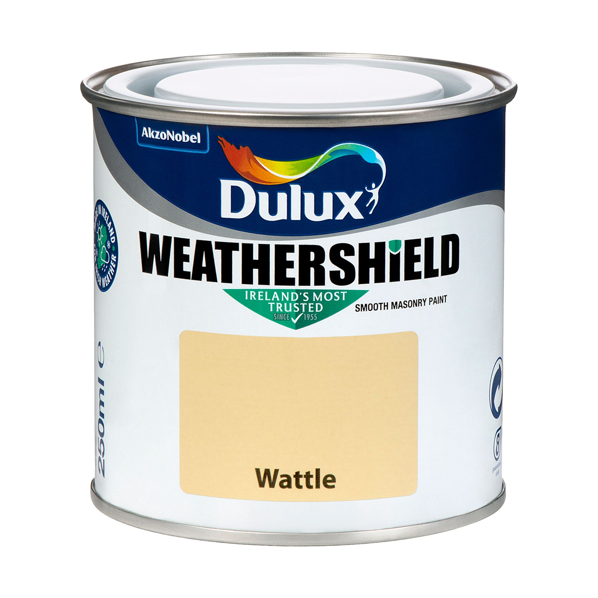 Dulux Weathershield Wattle Smooth Super matt Masonry paint, 250ml Tester pot