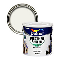 Dulux Weathershield White Smooth Super matt Masonry paint, 2.5L