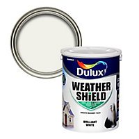 Dulux Weathershield White Smooth Super matt Masonry paint, 5L