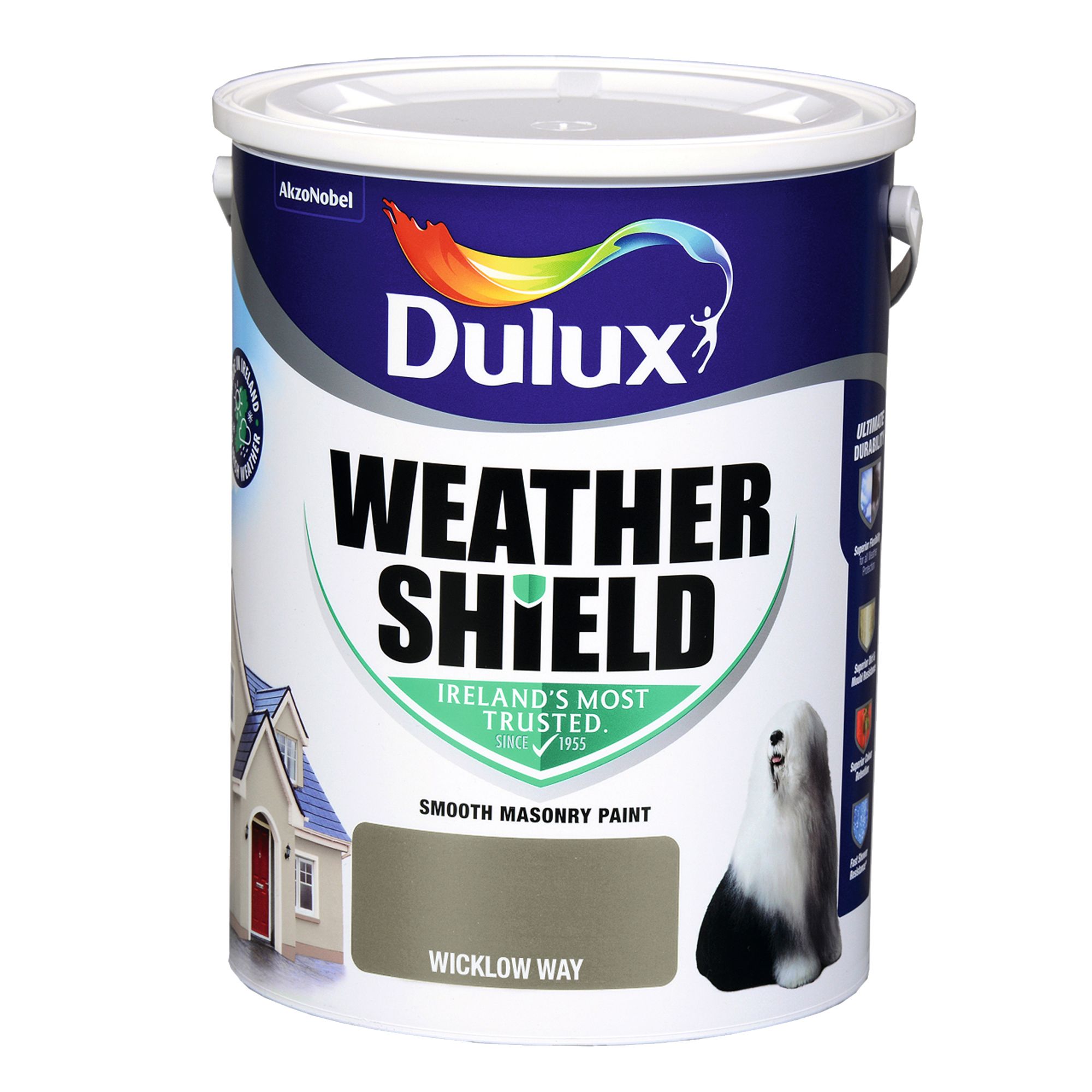 Dulux Weathershield Wicklow way Smooth Super matt Masonry paint, 5L