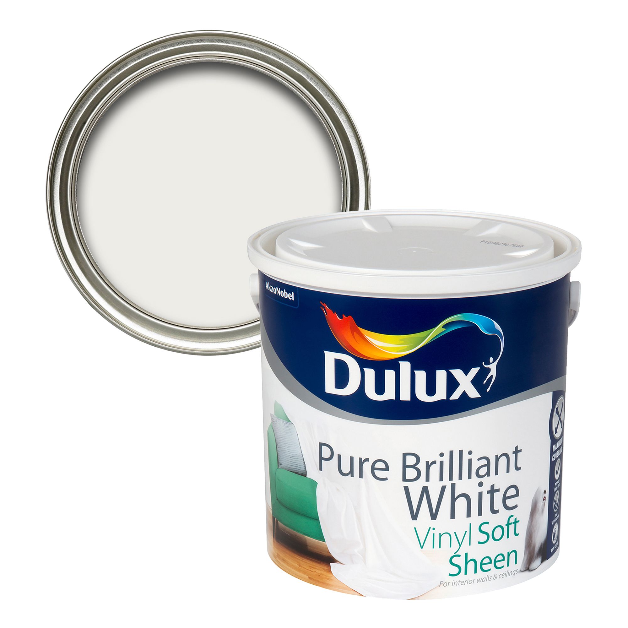 Dulux White Soft sheen Emulsion paint, 2.5L DIY at B&Q