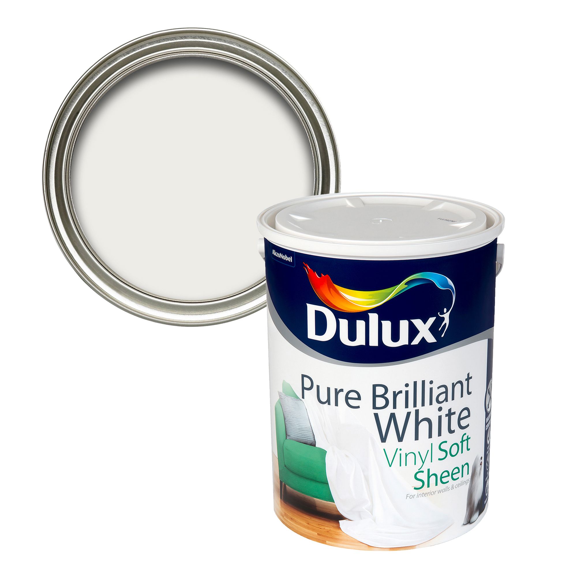 Dulux White Soft sheen Emulsion paint, 5L