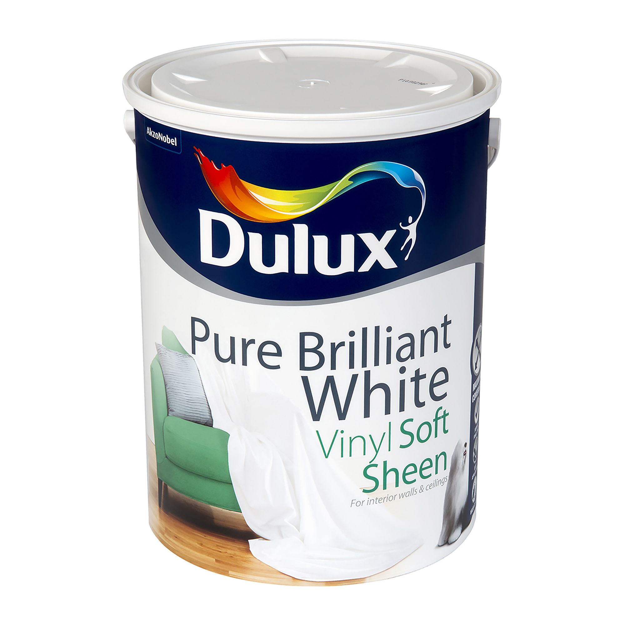 Dulux White Soft sheen Emulsion paint, 5L