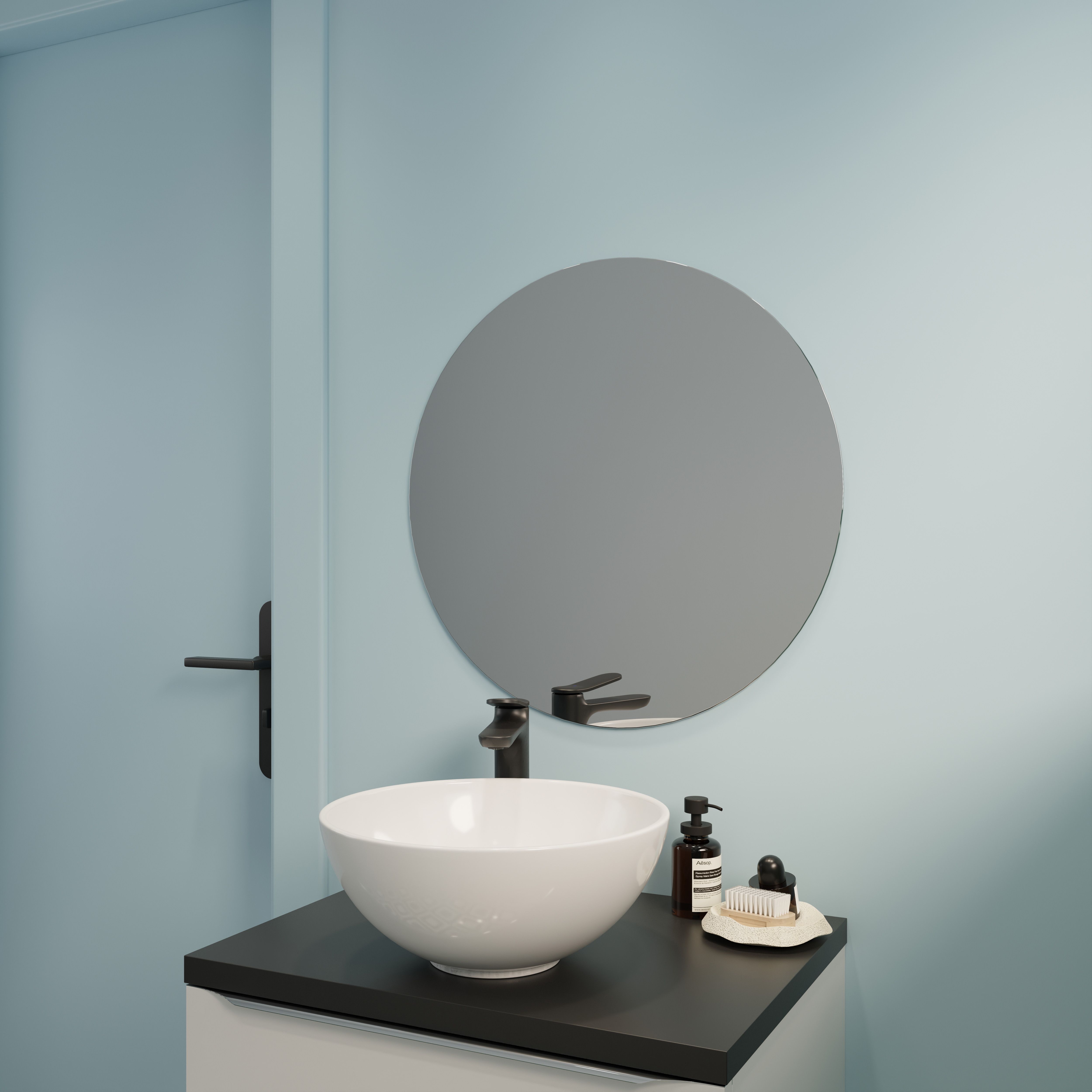 Dunnet Round Wall-mounted Any room Mirror (H)60cm (W)60cm