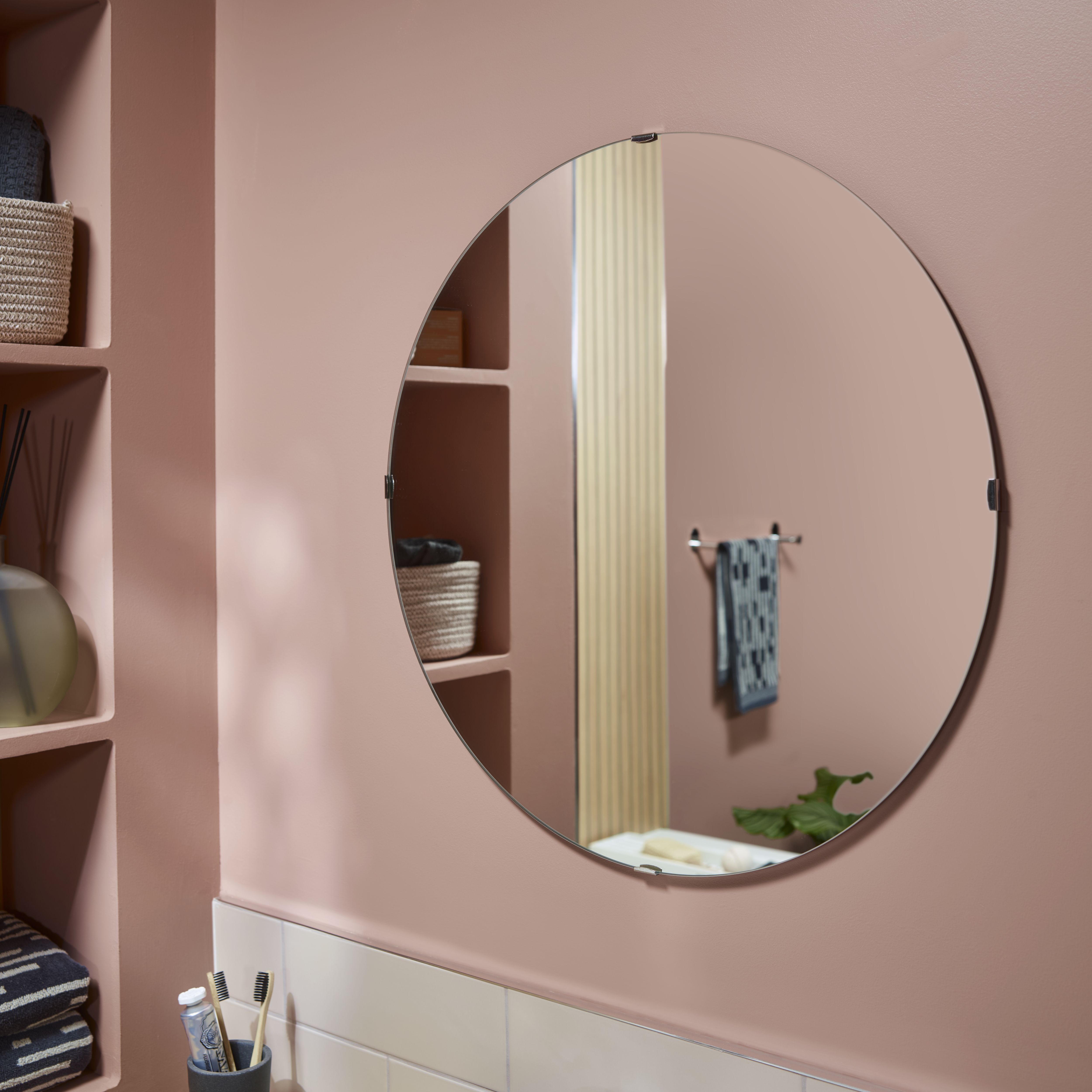 Dunnet Round Wall-mounted Any room Mirror (H)60cm (W)60cm