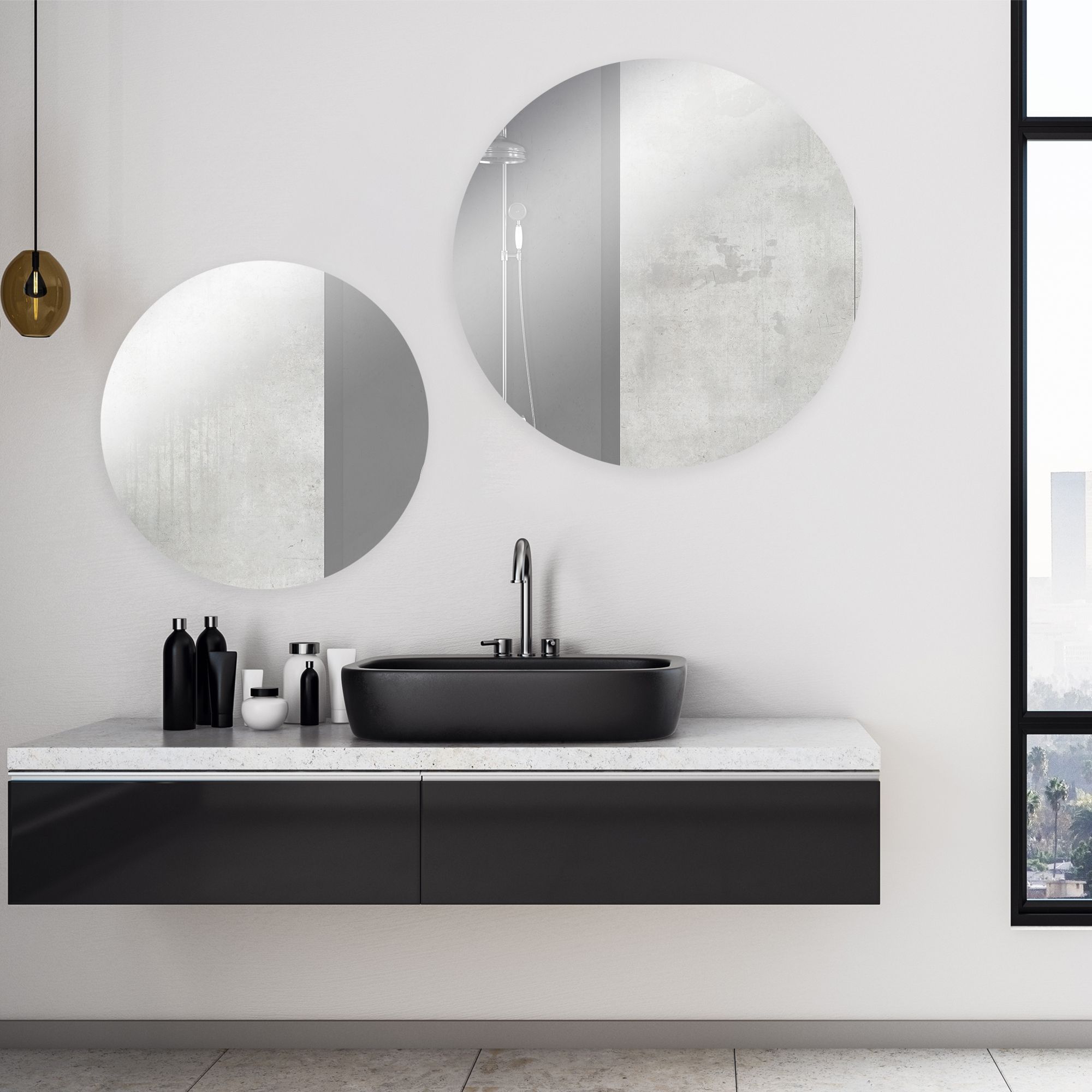 Dunnet Round Wall-mounted Bathroom Mirror (H)40cm (W)40cm