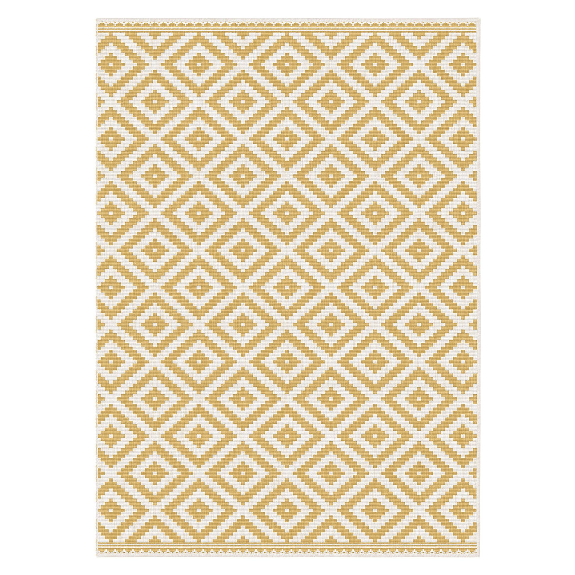 Duo Weave Ochre Geo Reversible Medium Indoor & outdoor Rug, (L)170cm x (W)120cm