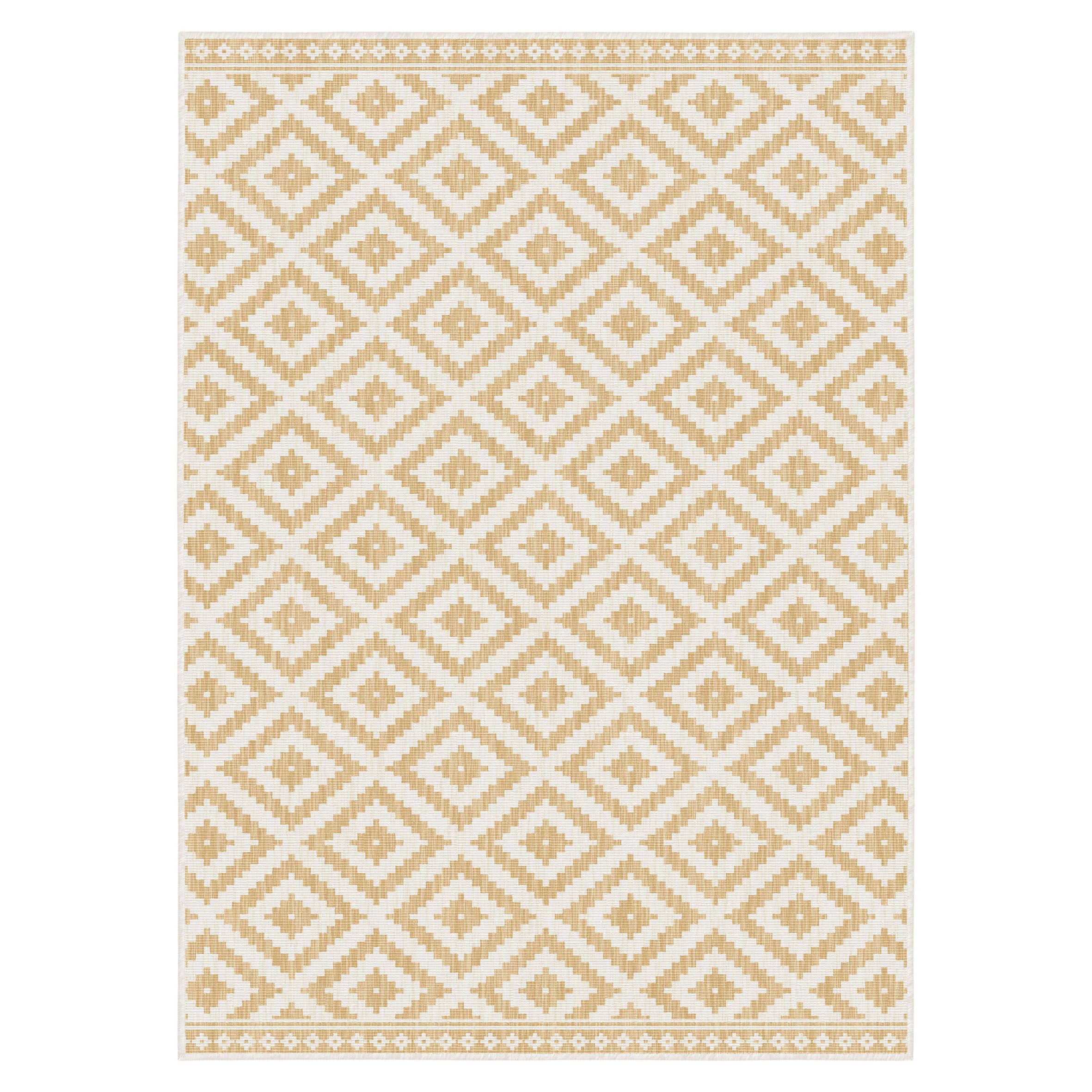 Duo Weave Ochre Geo Reversible Medium Indoor & outdoor Rug, (L)170cm x (W)120cm