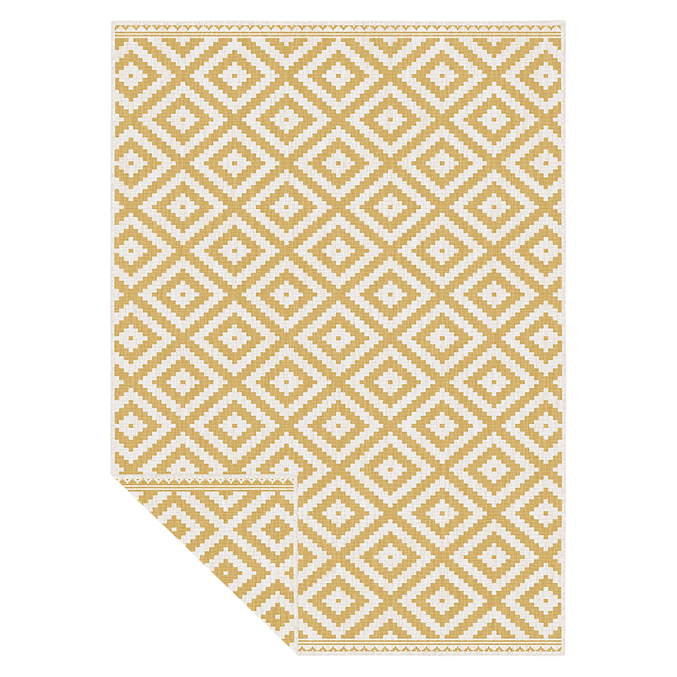 Duo Weave Ochre Geo Reversible Medium Indoor & outdoor Rug, (L)170cm x (W)120cm