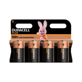 Duracell Plus 1.5V D Batteries, Pack of 4