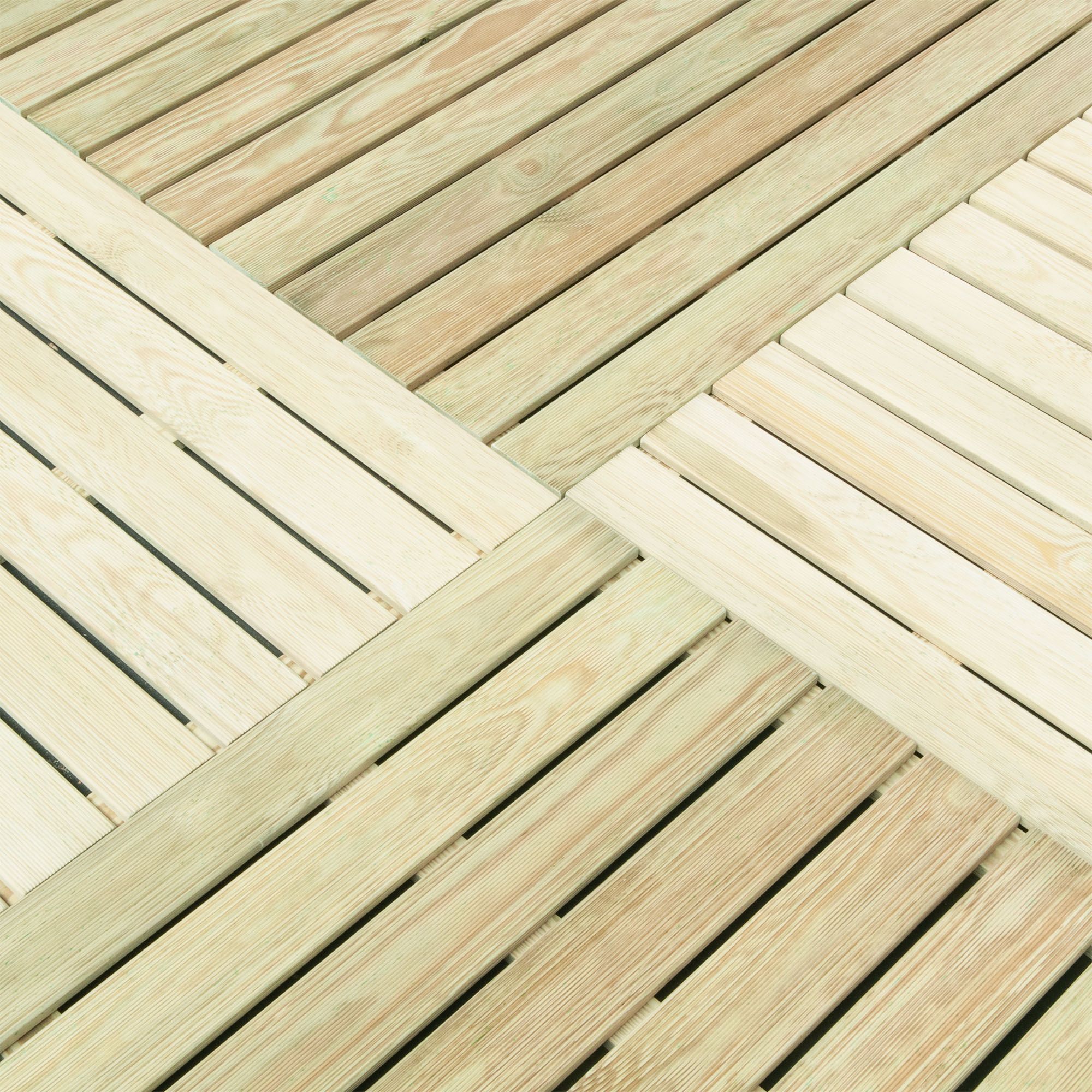 Durance Green Wooden Deck tile (L)100cm (W)100cm (T)28mm